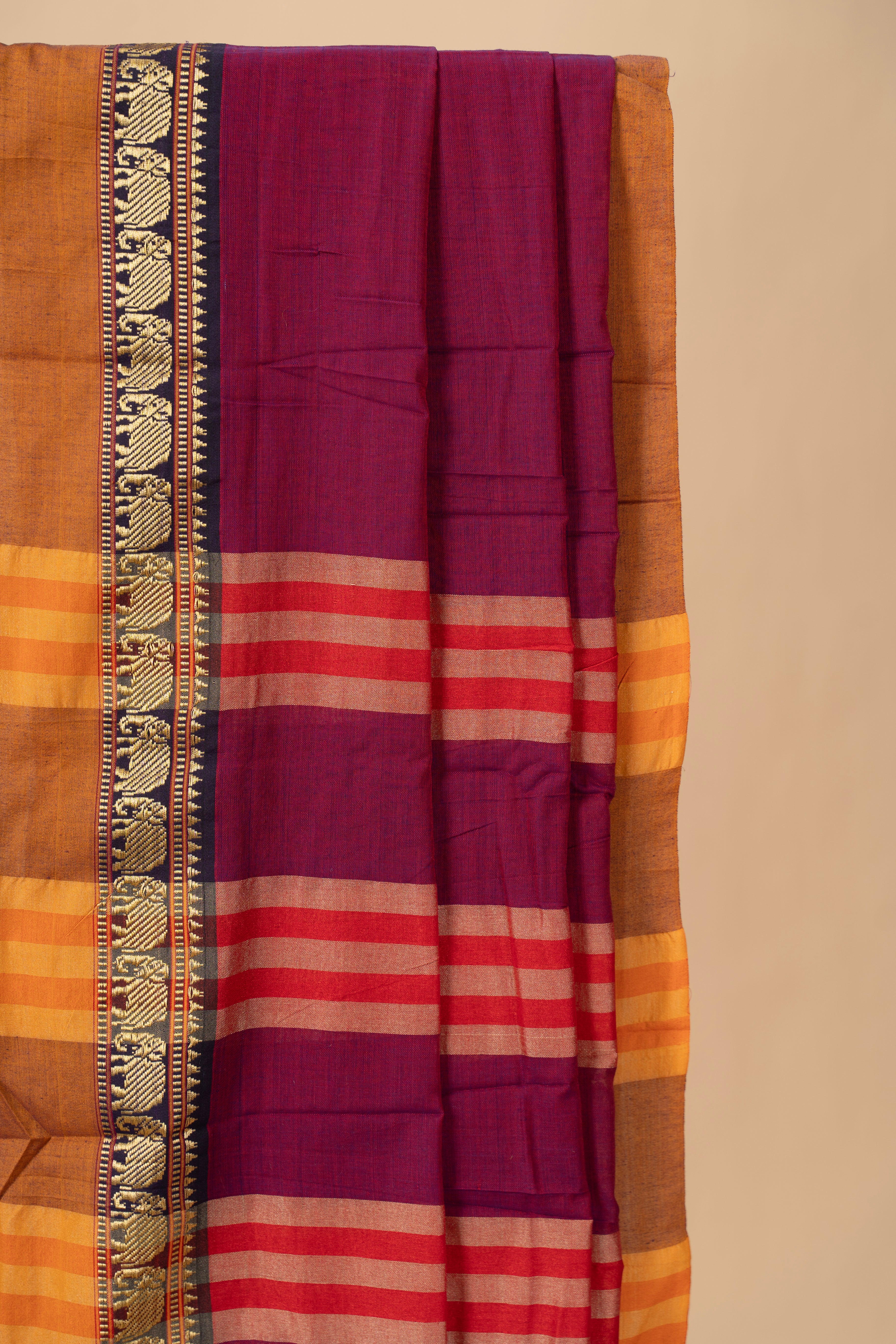Narayenpet cotton saree with elephant border