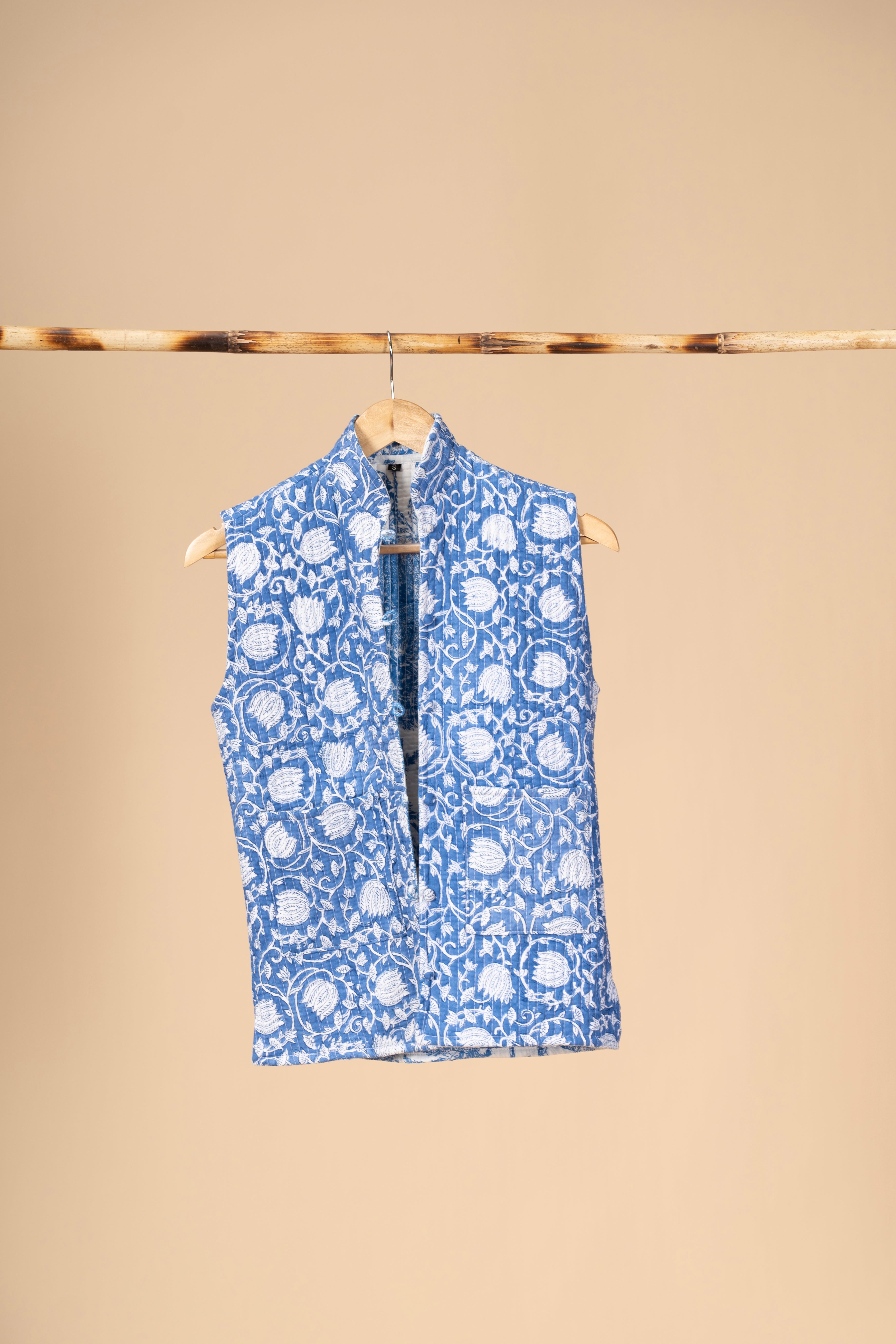 Hand Block Printed Cotton Reversible sleeveless jacket