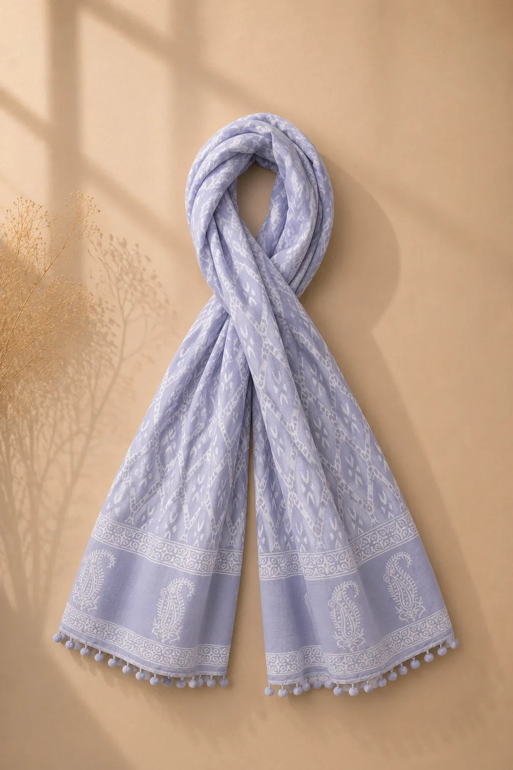 Blue Block printed mulcotton stoles Cotton Stole
