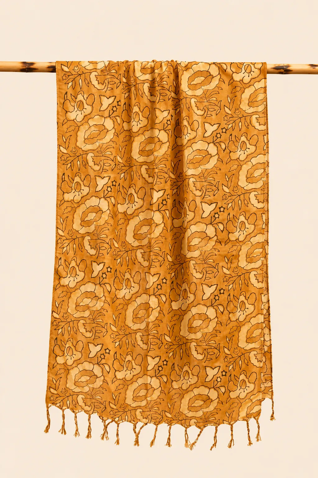 Mustard yellow design HandBlock printed mulcotton stoles Cotton Stole