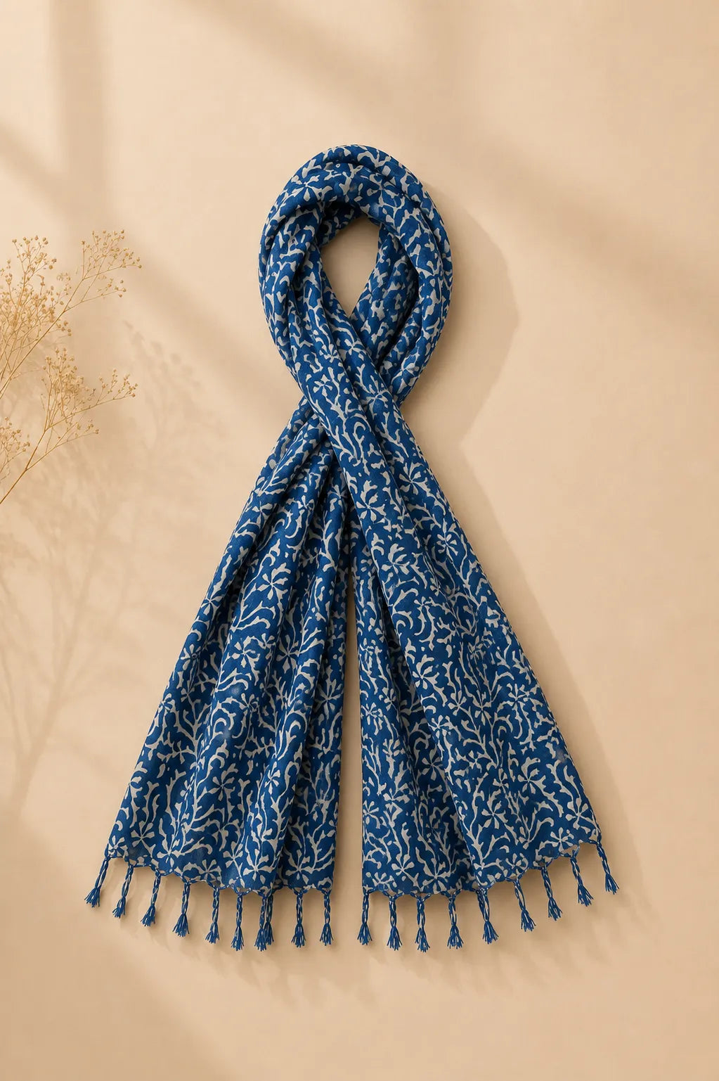 Blue pattern HandBlock printed mulcotton stoles Cotton Stole