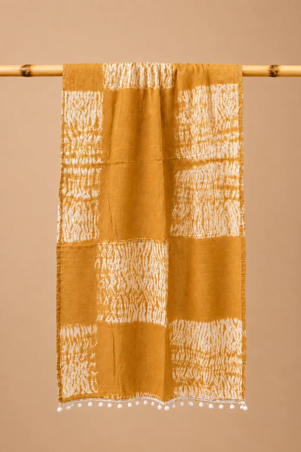 Yellow and white pattern HandBlock printed mulcotton stoles Cotton Stole