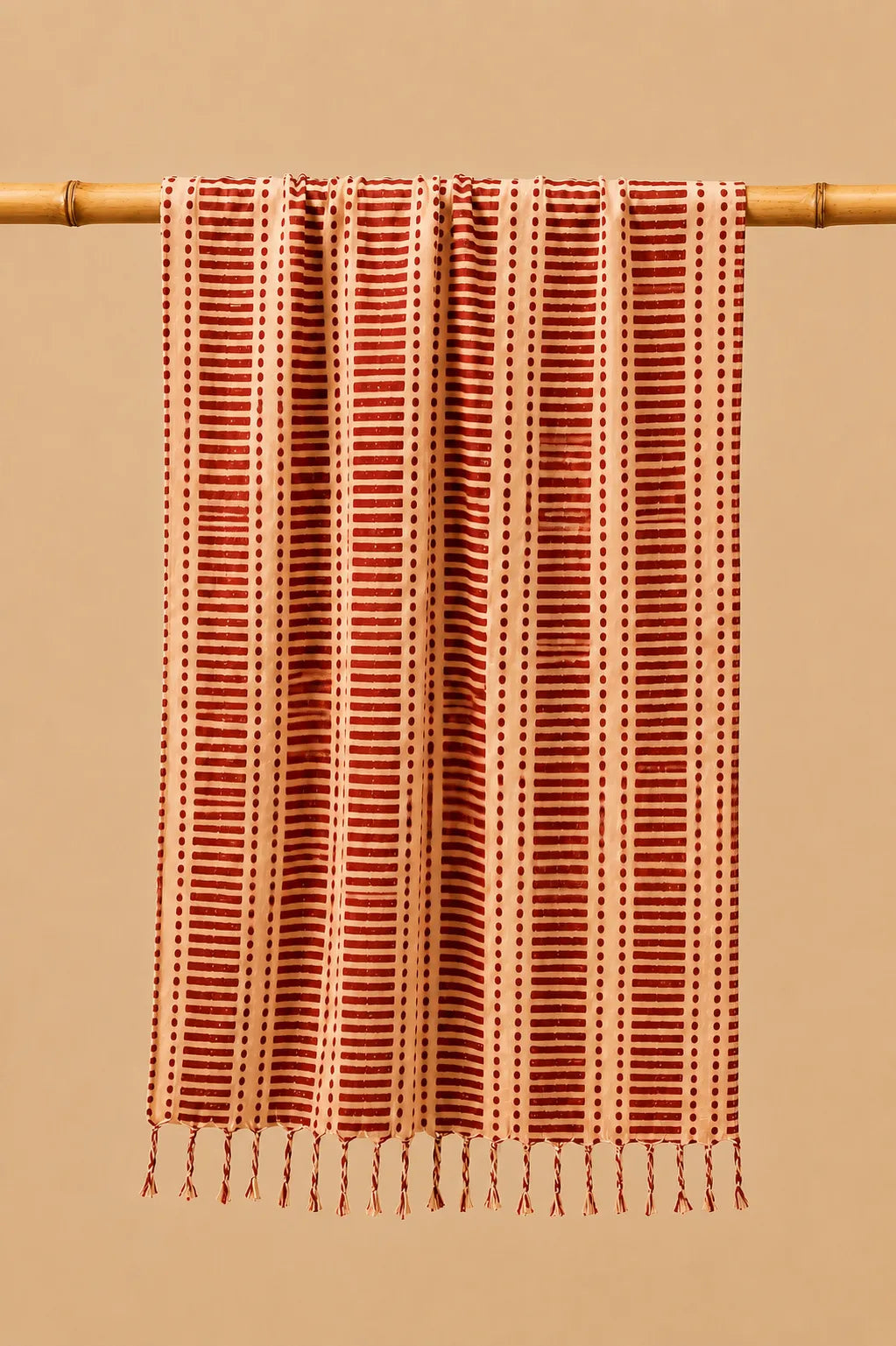 Red and beige pattern HandBlock printed mulcotton stoles Cotton Stole