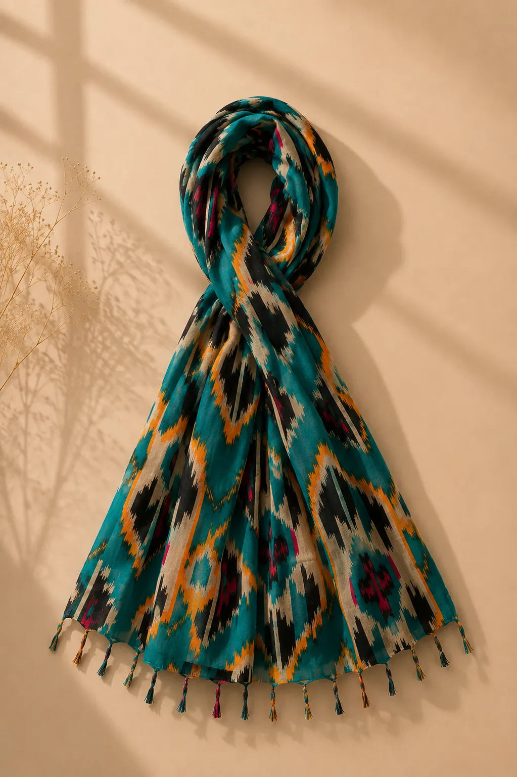 Cyan and blue pattern HandBlock printed mulcotton stoles Cotton Stole