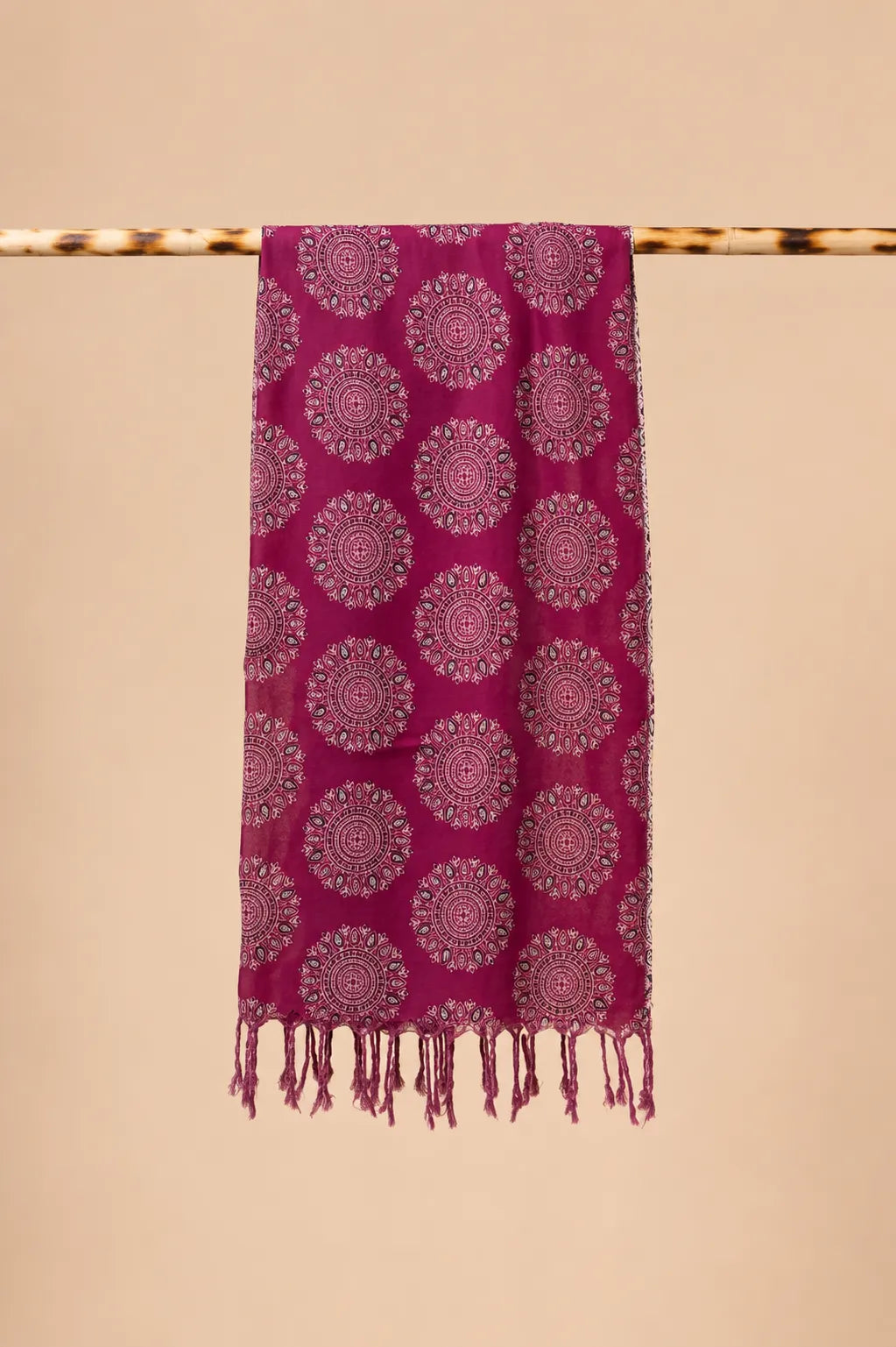 Magenta colored HandBlock printed mulcotton stoles Cotton Stole