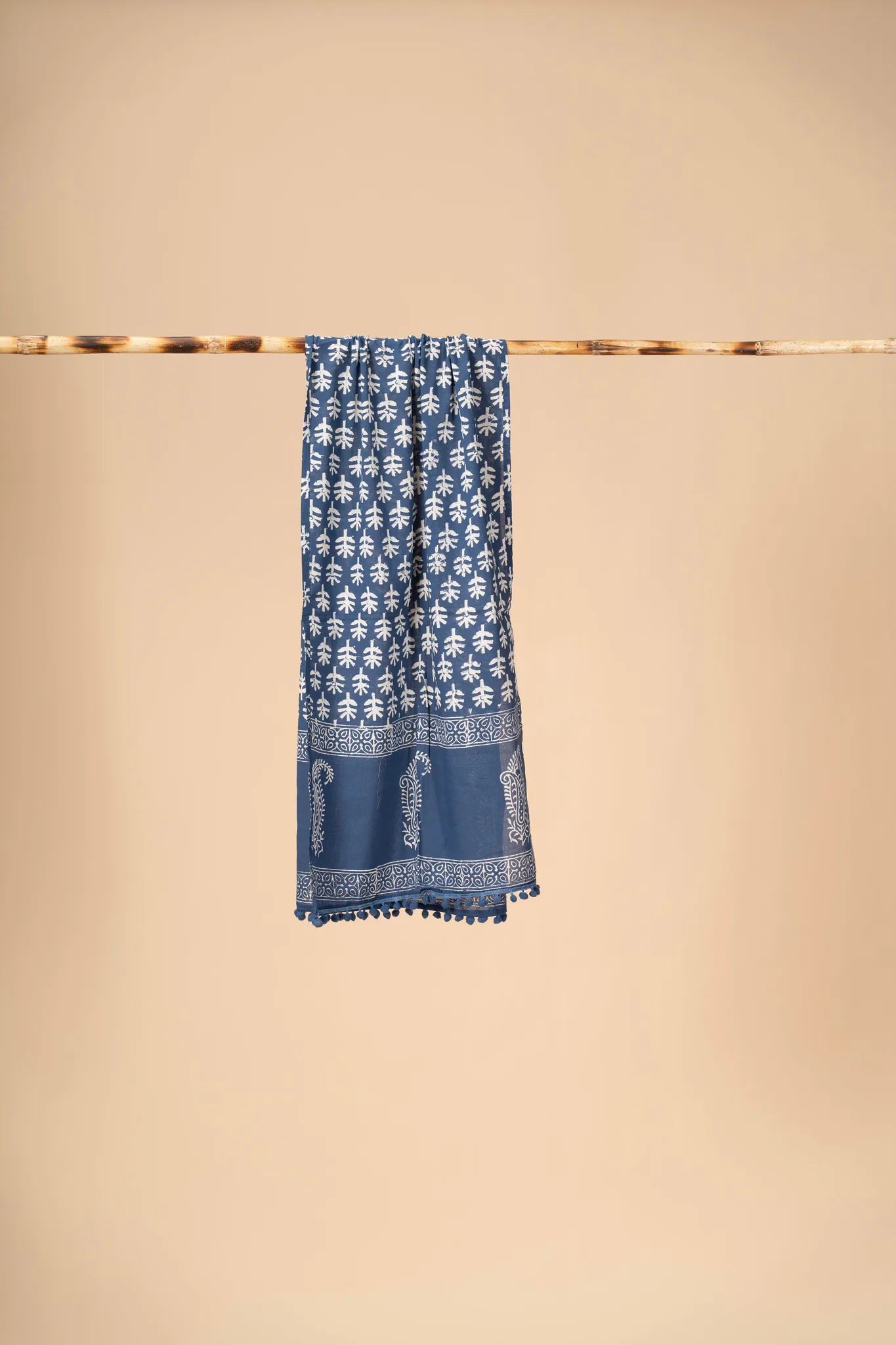 Indigo Block printed mulcotton stoles Cotton Stole