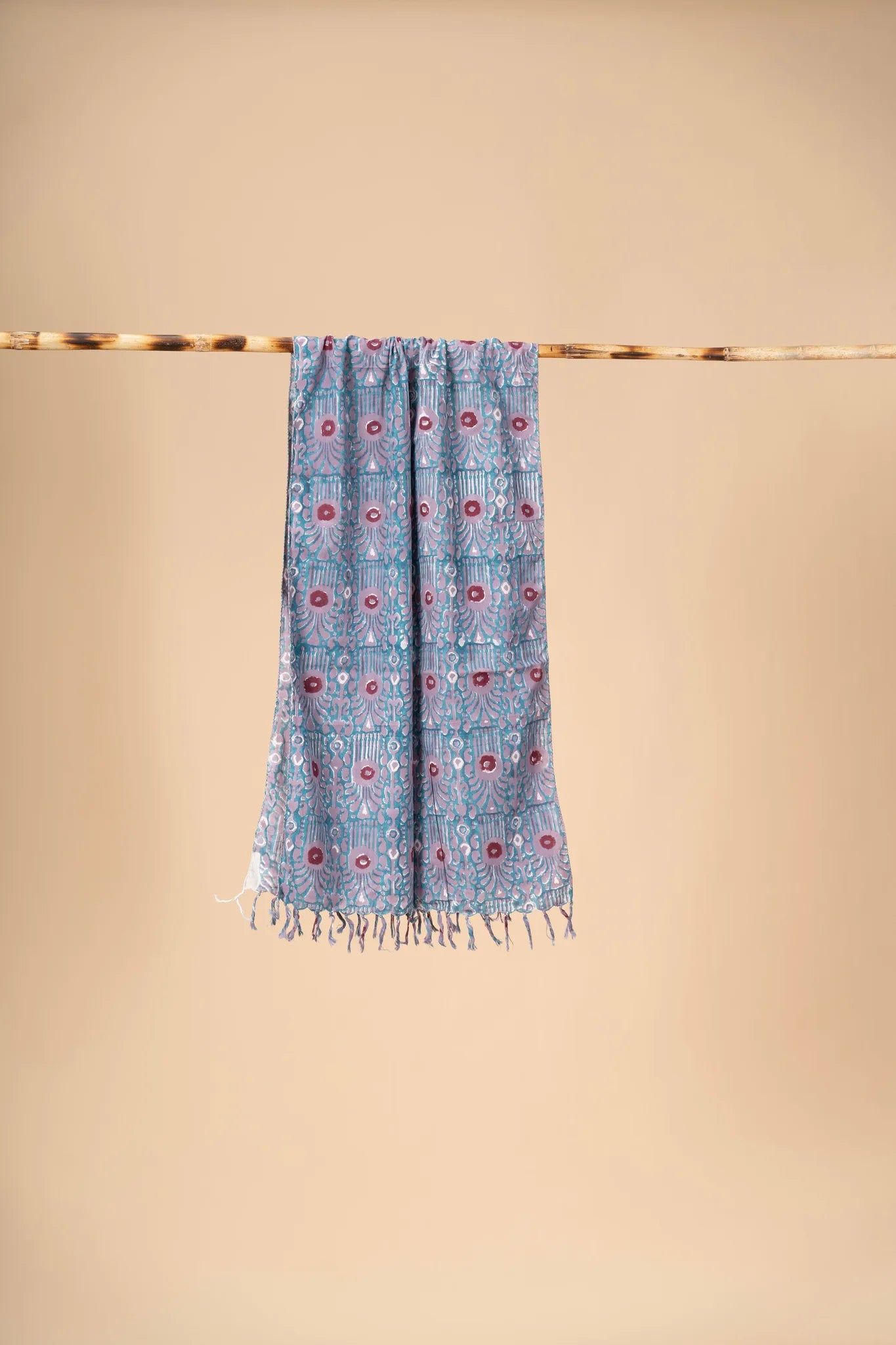 Sea Green Block printed mulcotton stoles Cotton Stole