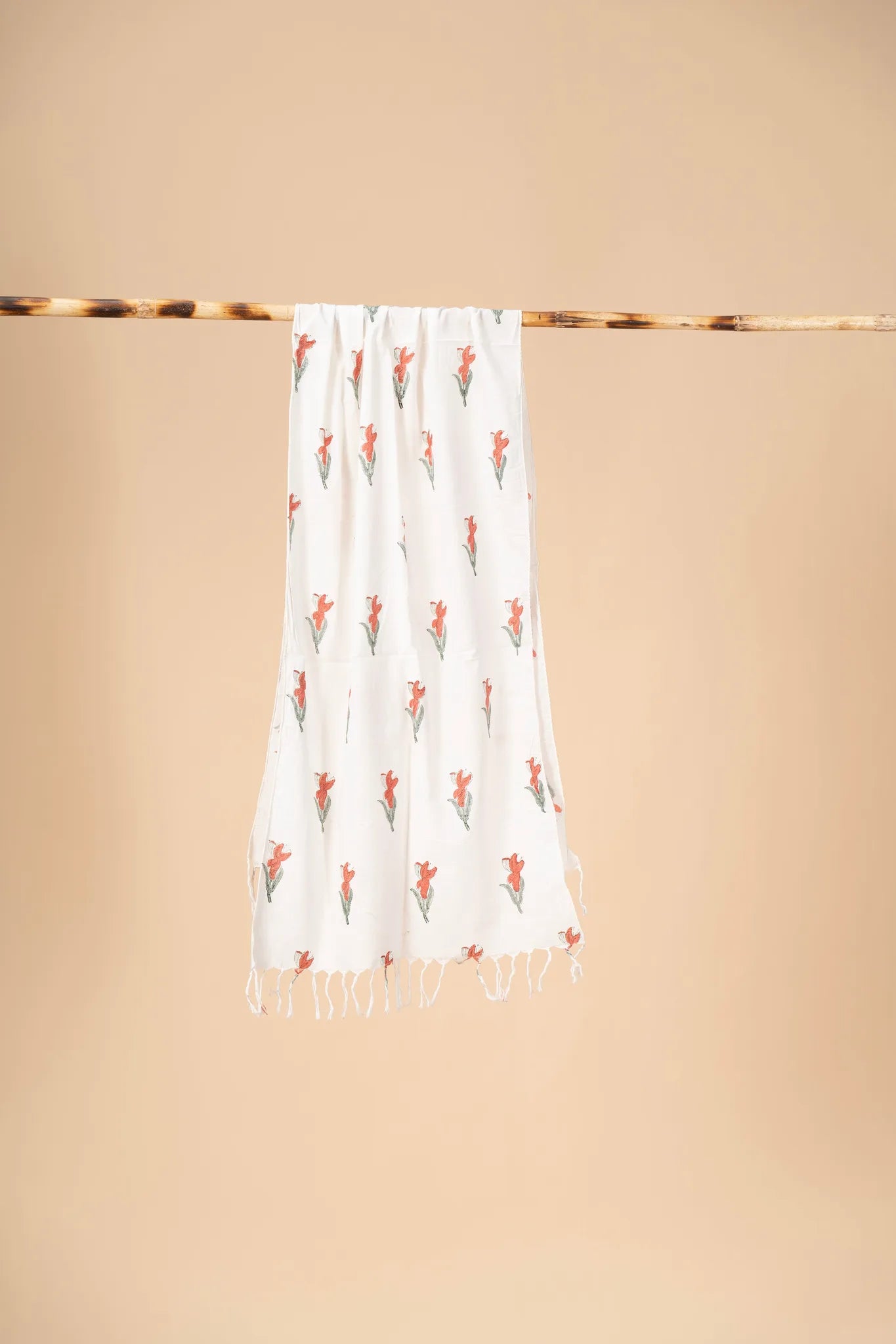 White Block printed mulcotton stoles Cotton Stole