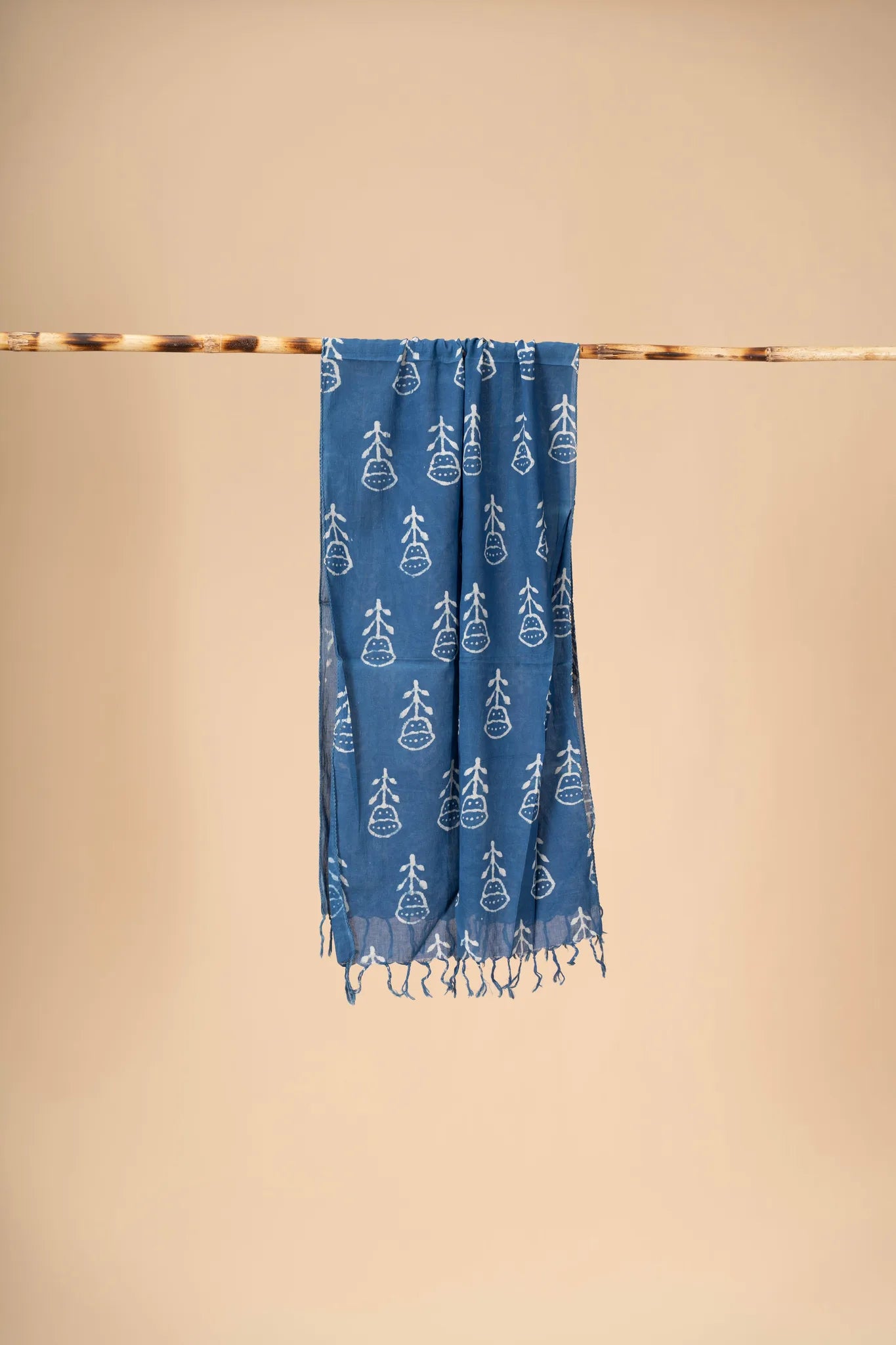 Indigo Block printed mulcotton stoles Cotton Stole