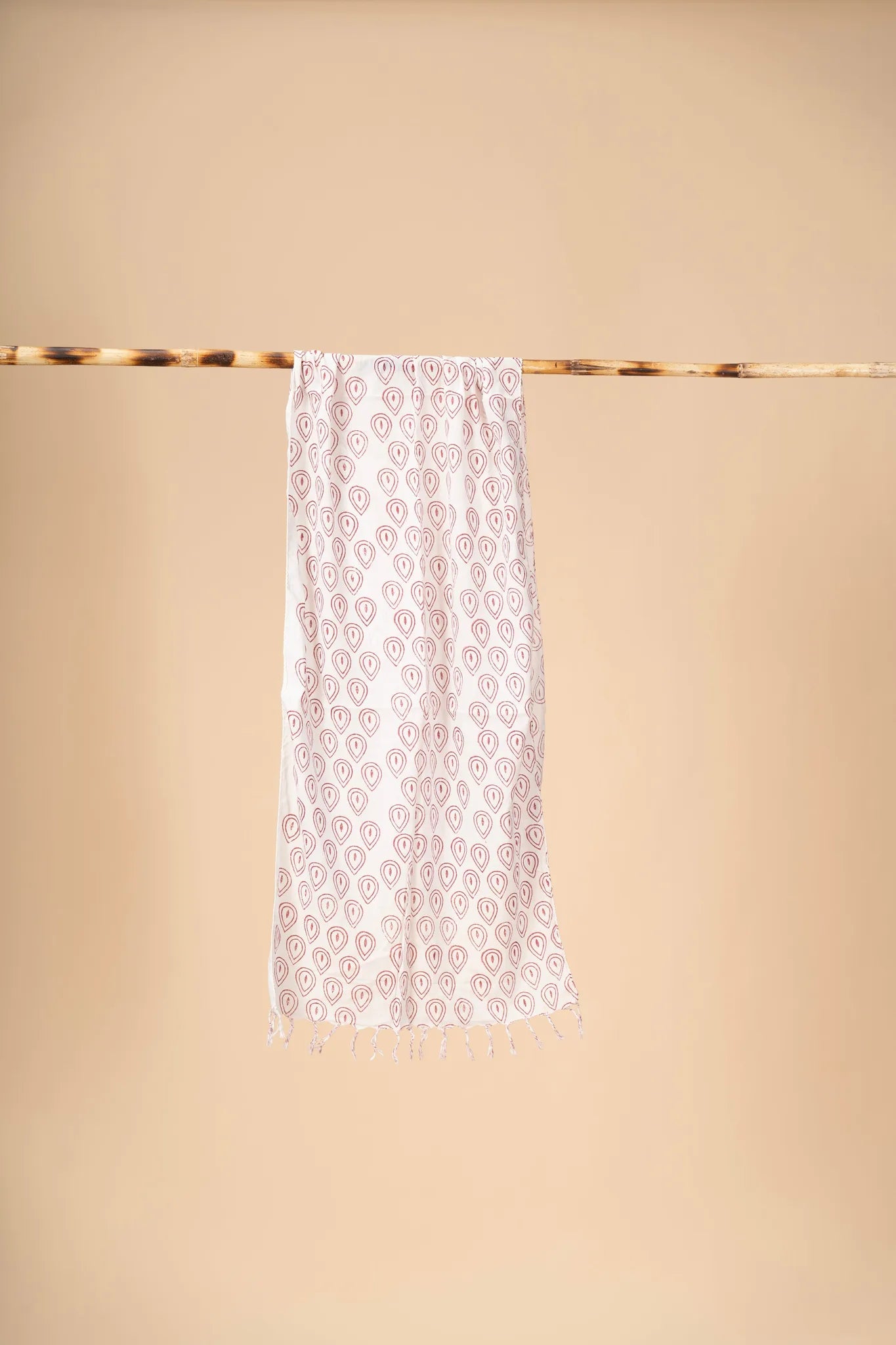 White Block printed mulcotton stoles Cotton Stole