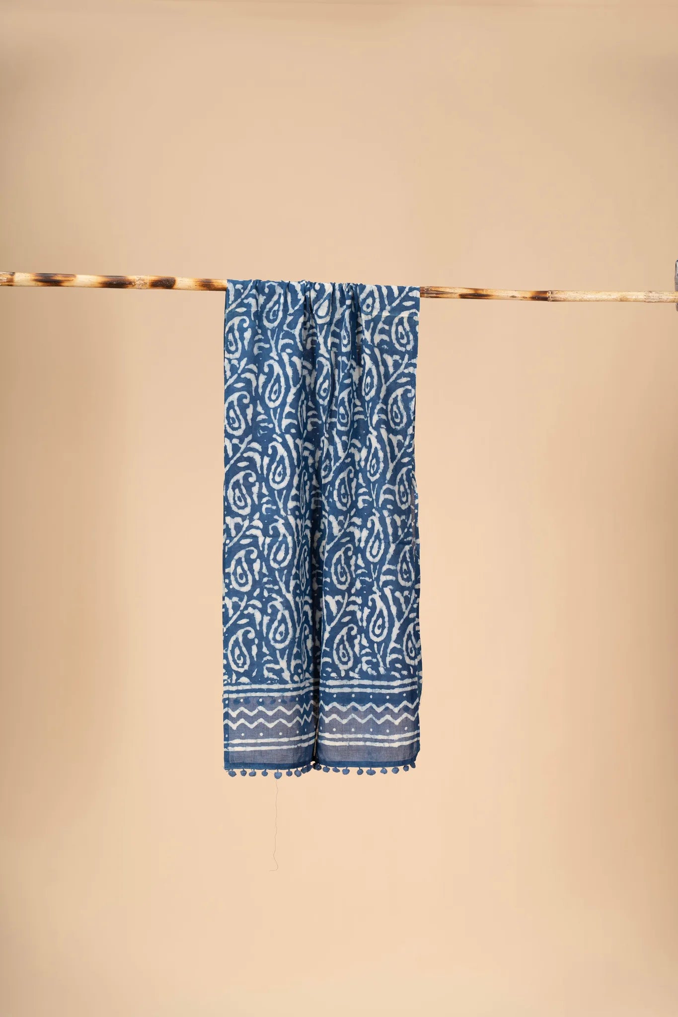 Indigo Block printed mulcotton stoles Cotton Stole