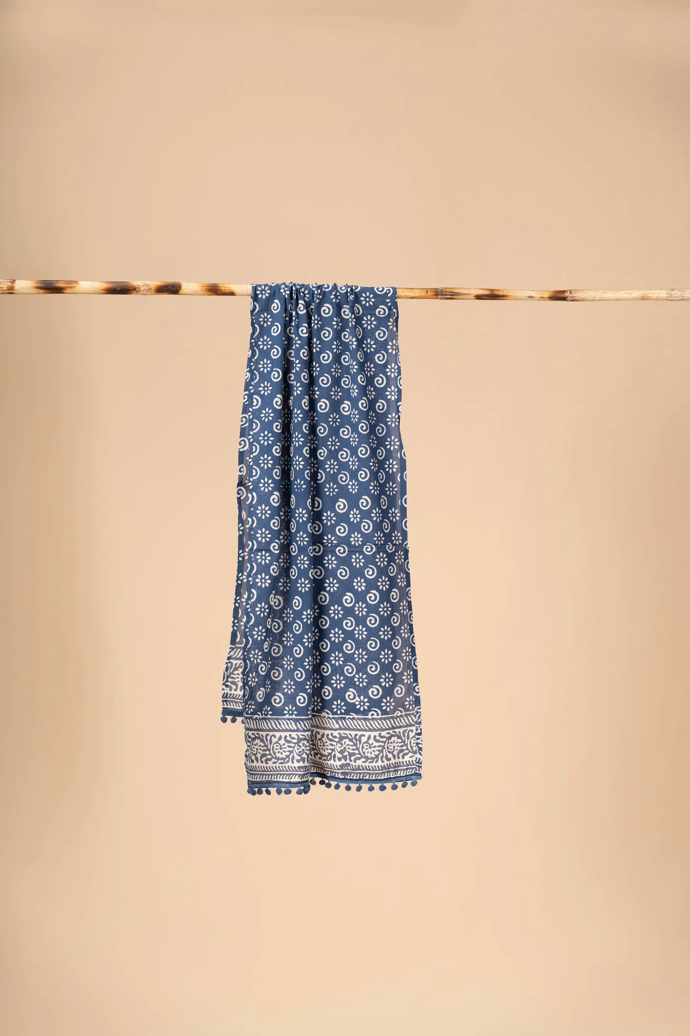 Indigo Block printed mulcotton stoles Cotton Stole