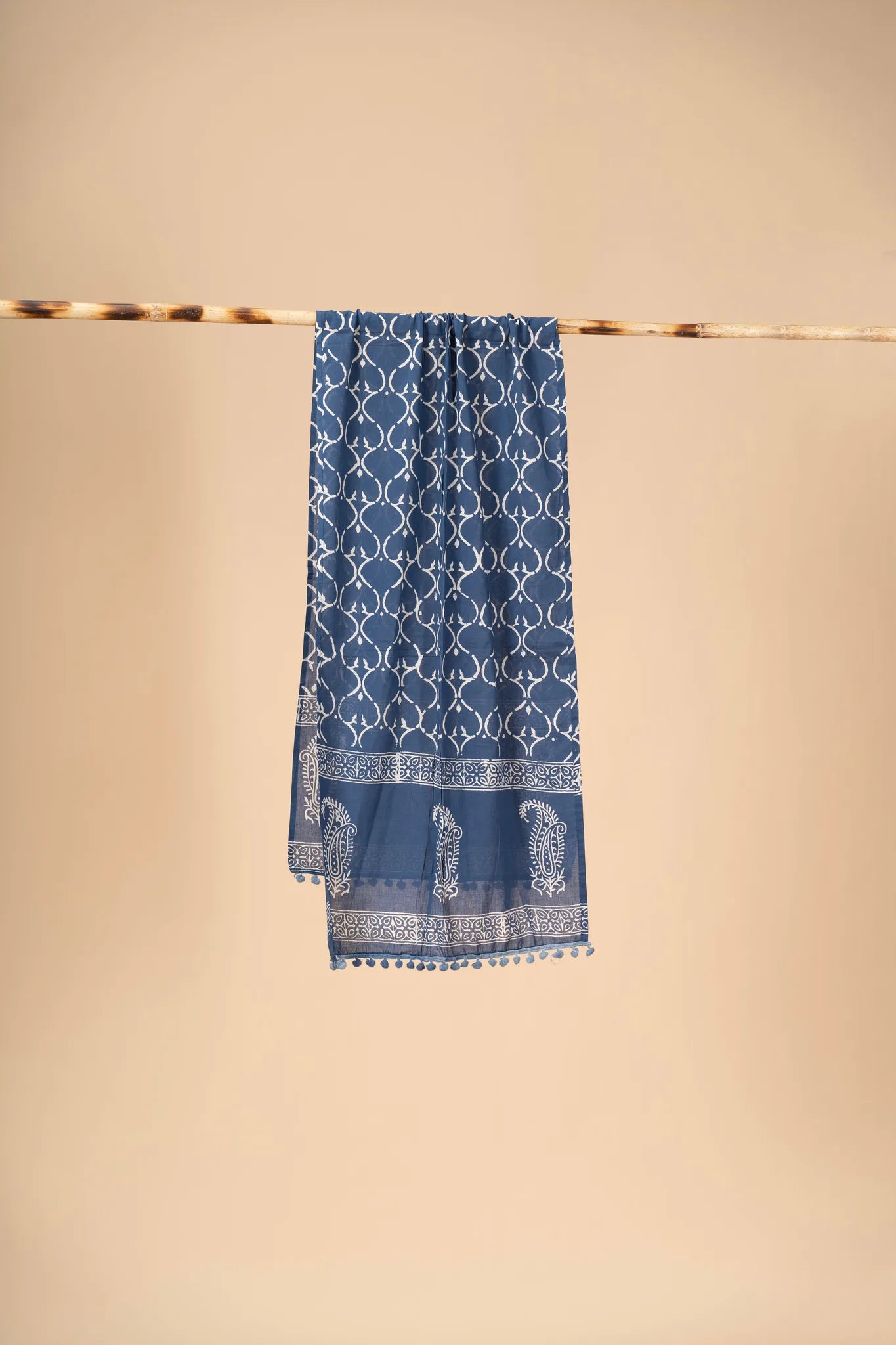 Indigo Block printed mulcotton stoles Cotton Stole