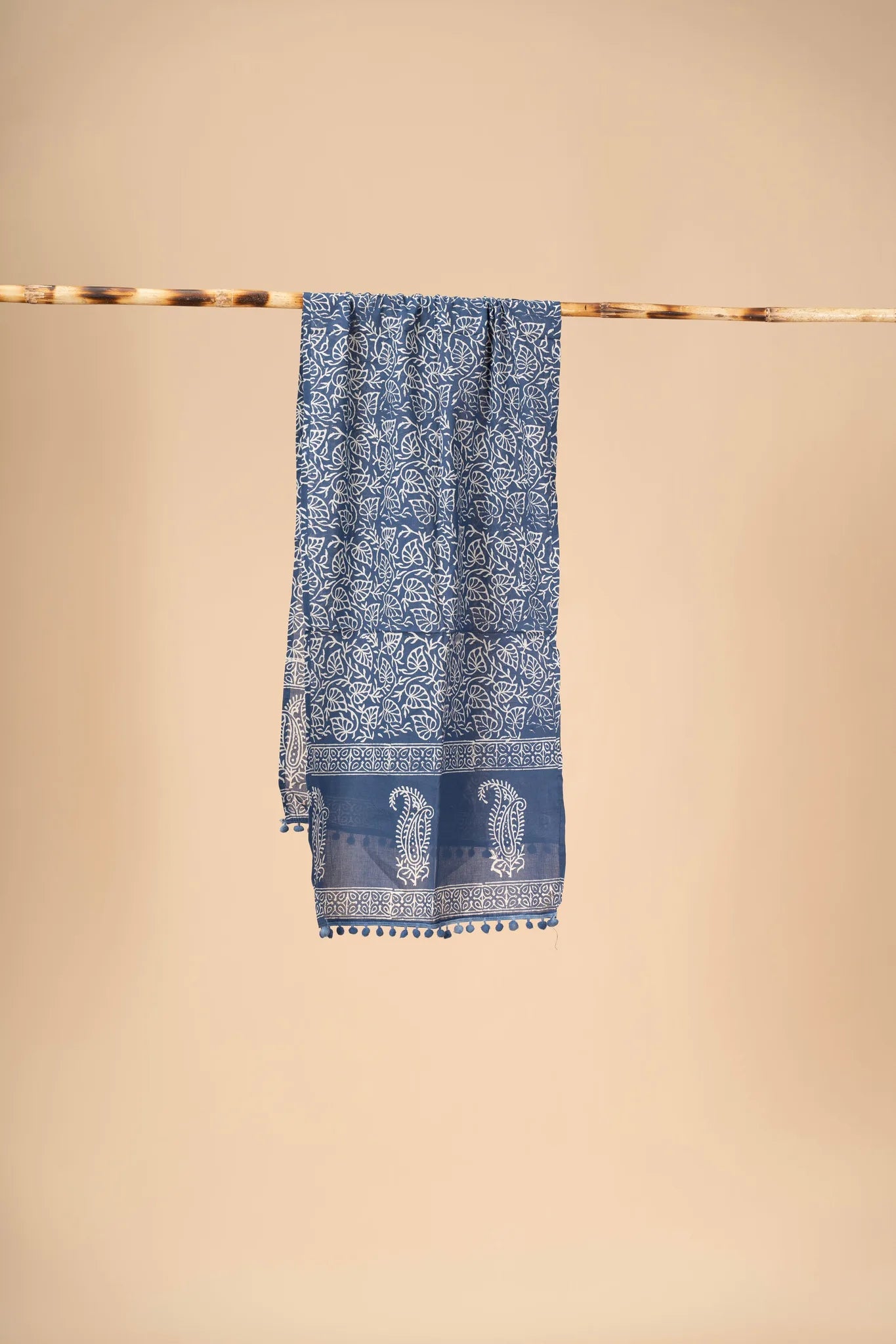 Indigo Block printed mulcotton stoles Cotton Stole