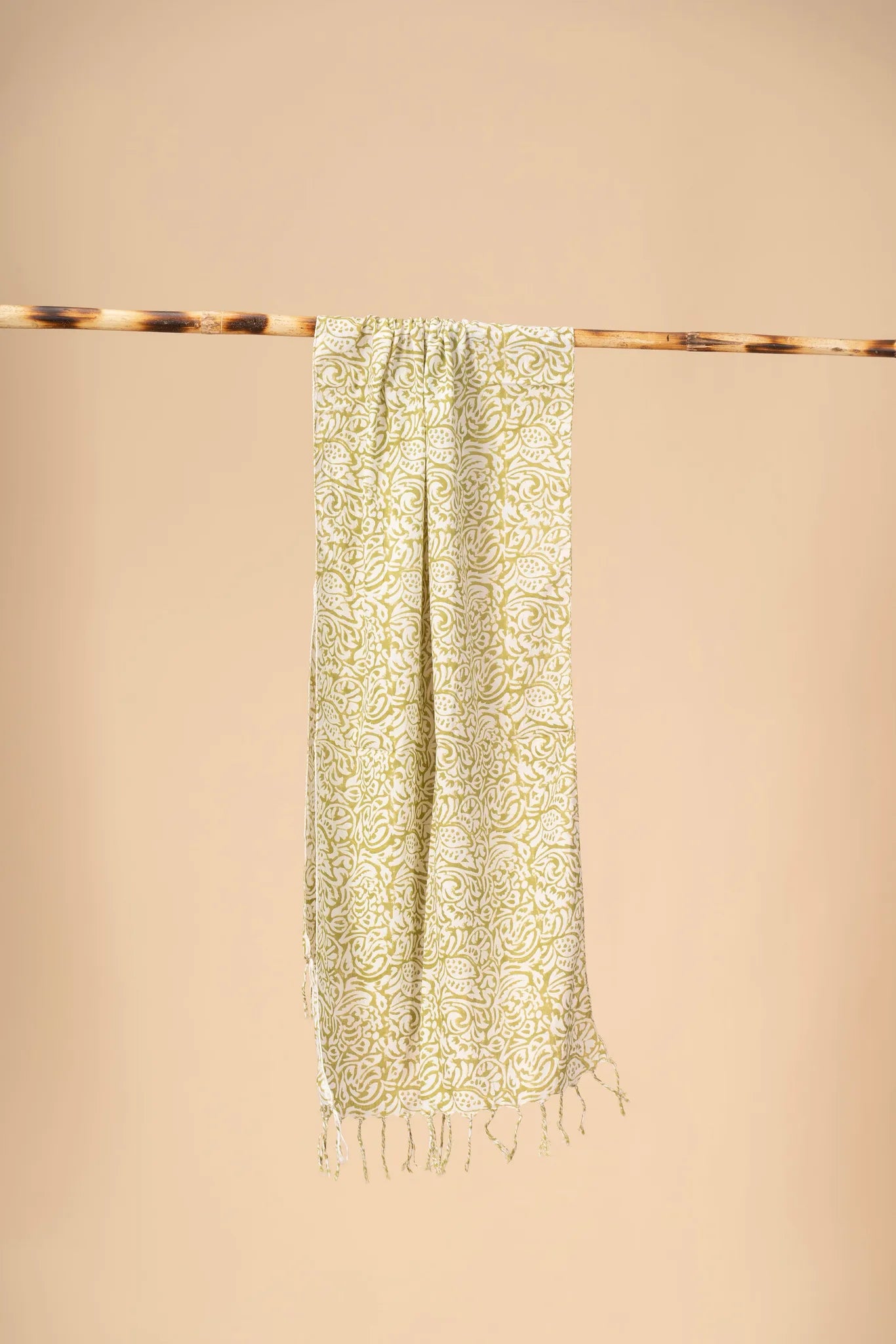 yellow Block printed mulcotton stoles Cotton Stole