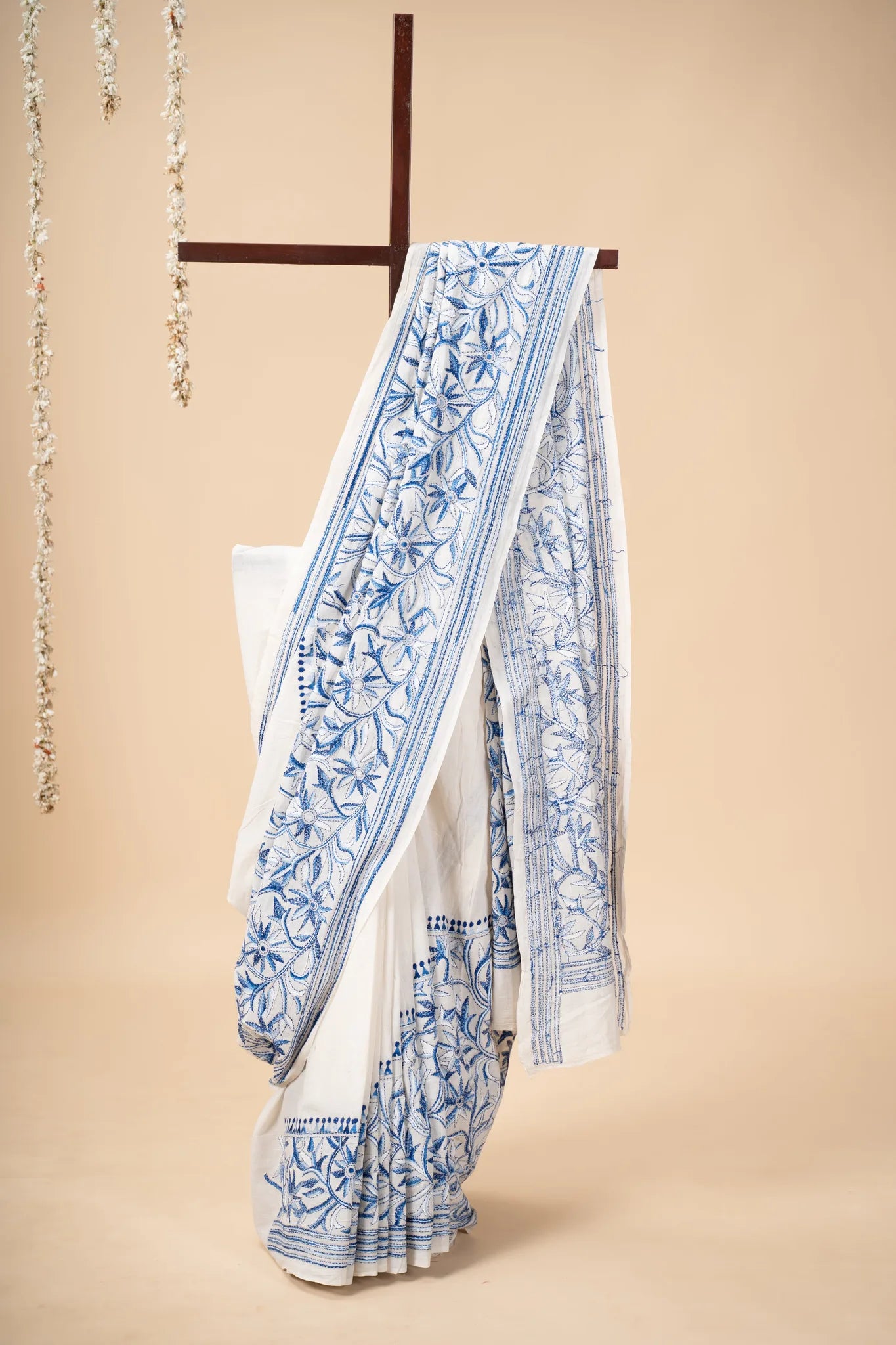 Blue Nakshi Kantha Handwoven Cotton Saree