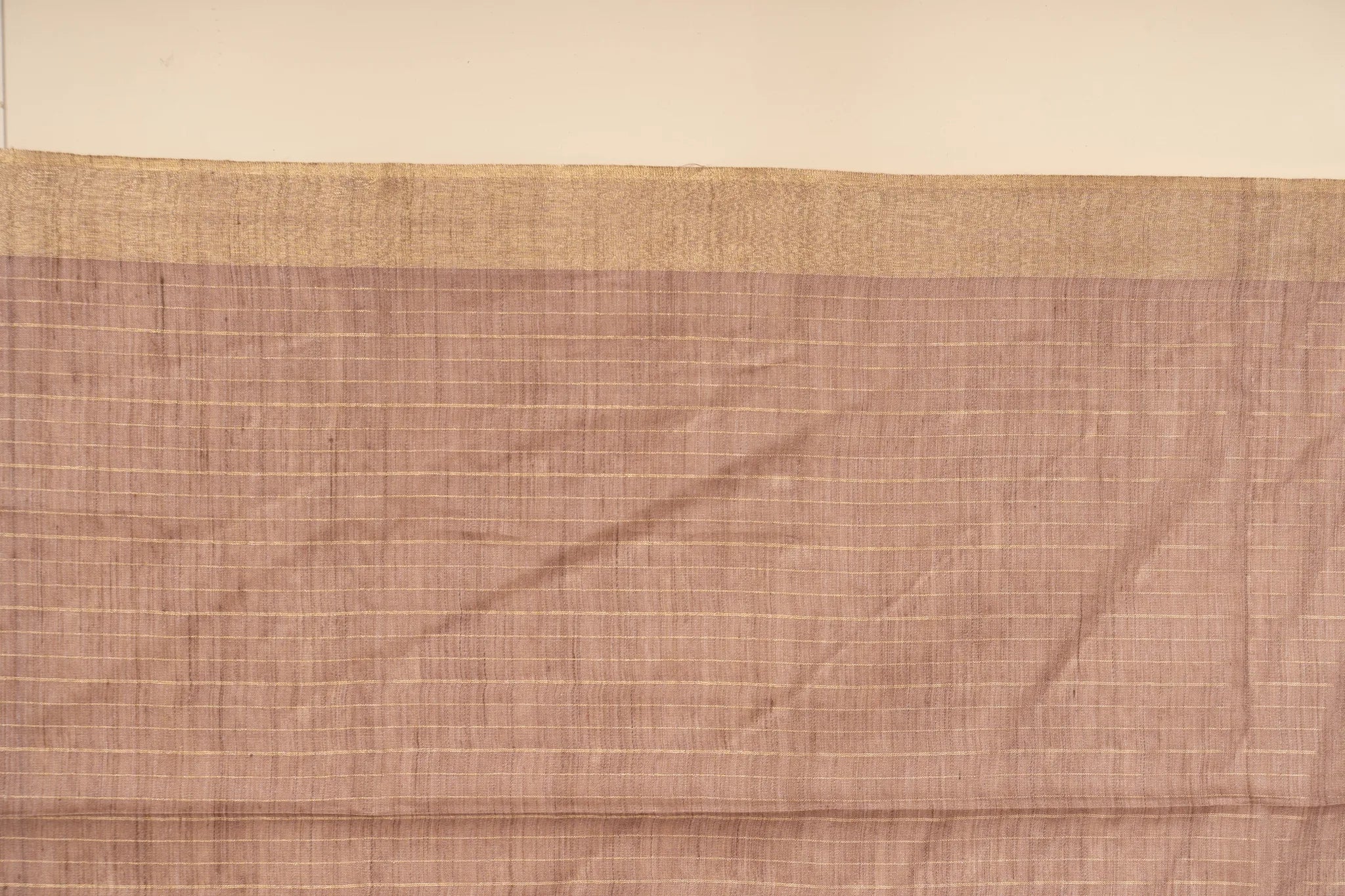 Brown Check Patterned Semi Tussar Silk Saree With Golden Zari - view 4
