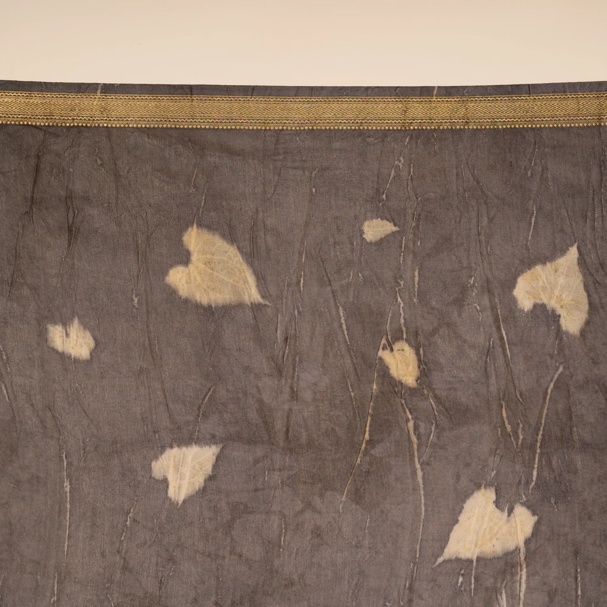 Charcoal Eco Print Chanderi Silk Saree - view 3