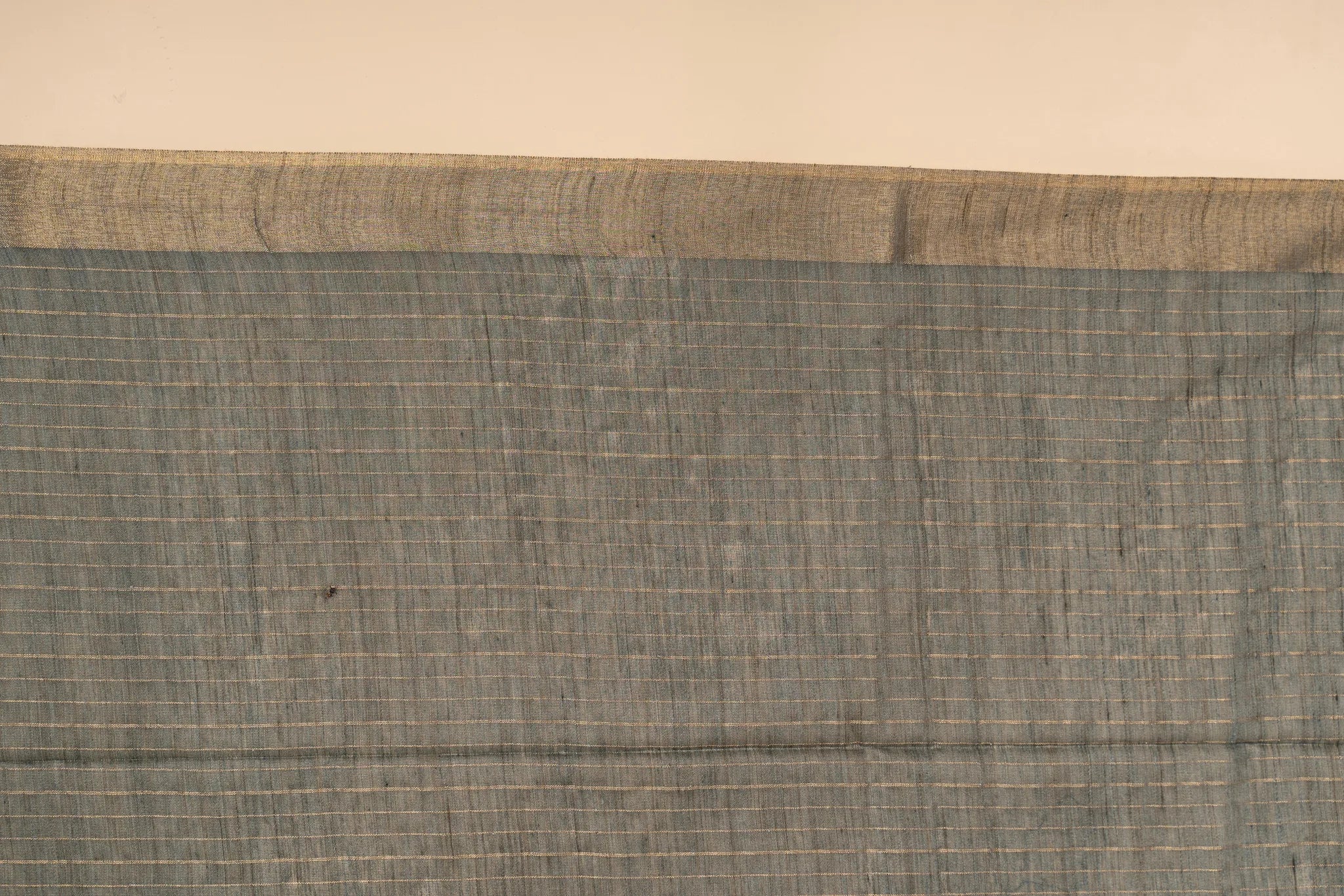 Grey Check Patterned Semi Tussar Silk Saree With Golden Zari - view 4