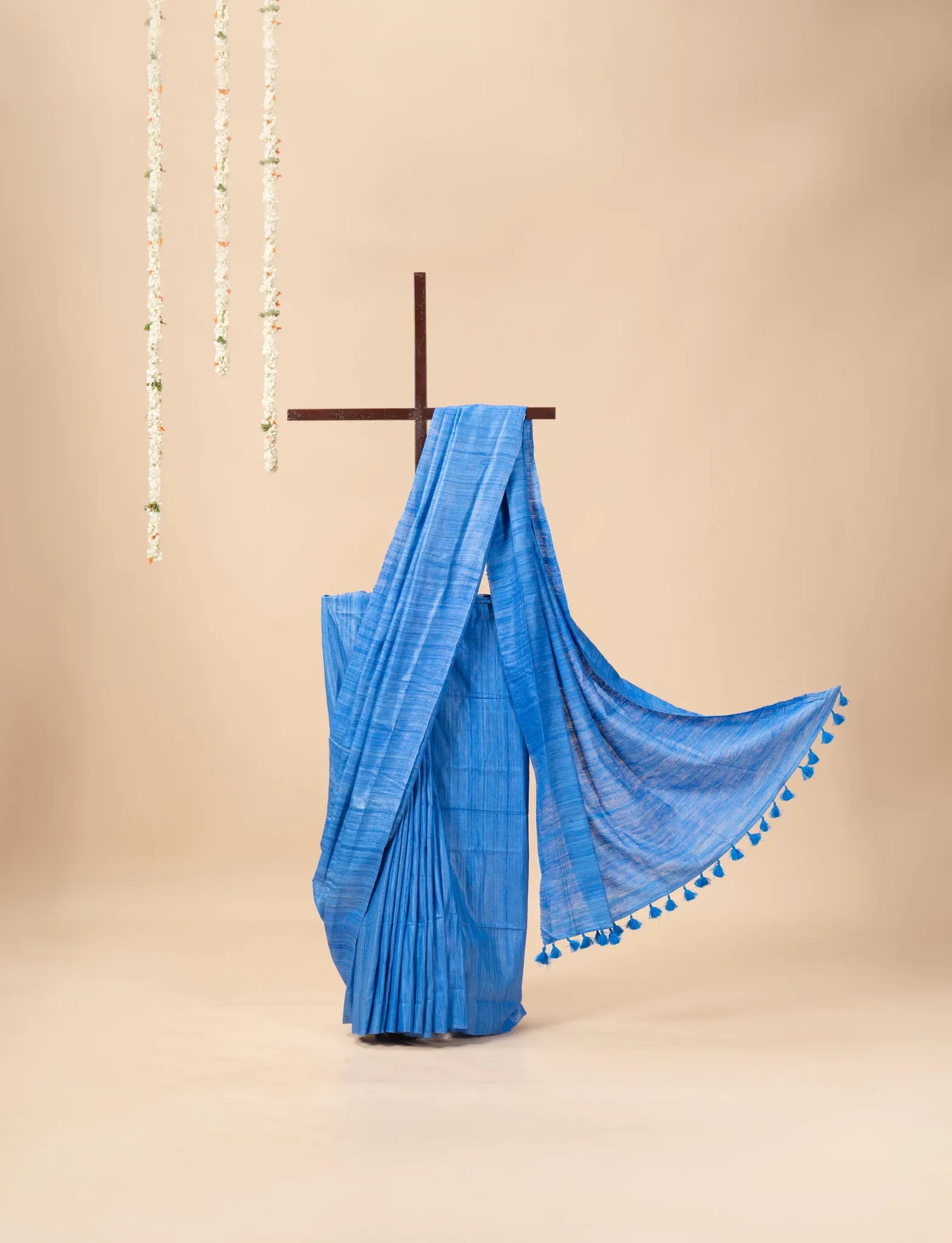 Electric Blue Handwoven Gicha Tussar Silk Saree - view 2