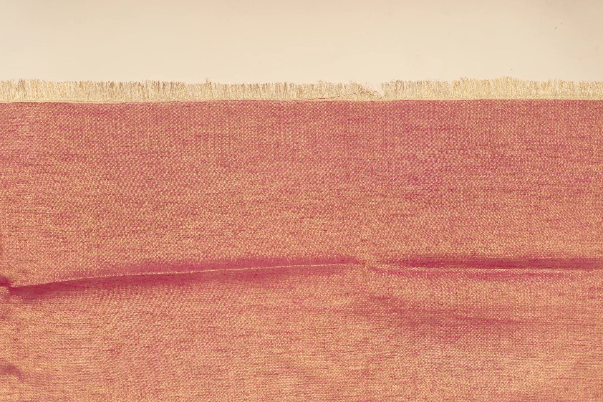 Coral Pink Light Weight Zari Linen Saree - view 4