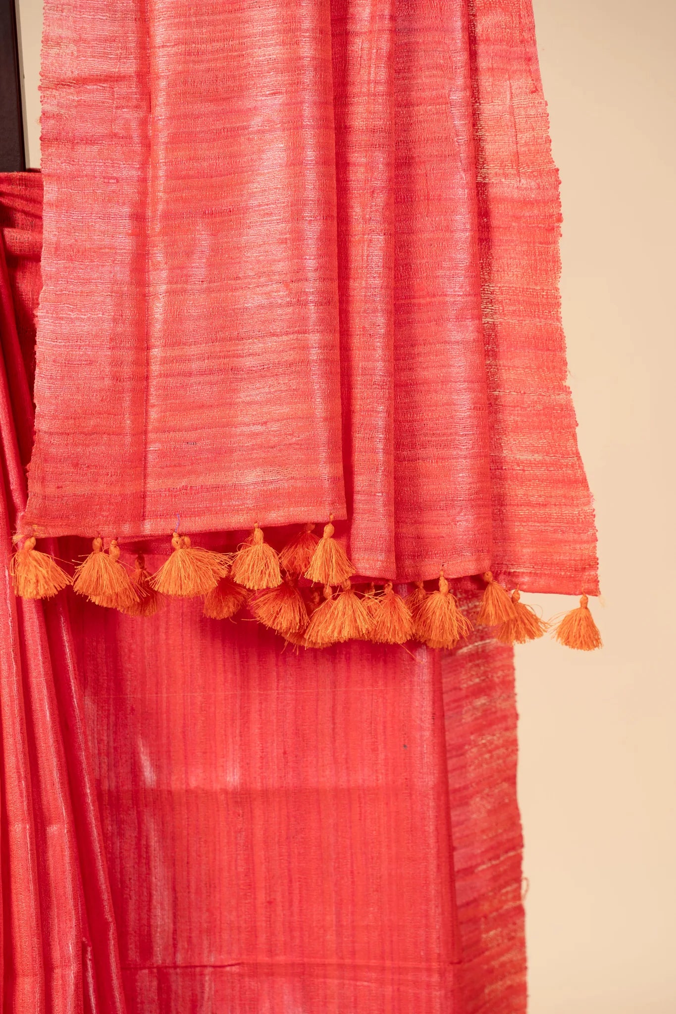 Orange Handwoven Gicha Tussar Silk Saree - view 3