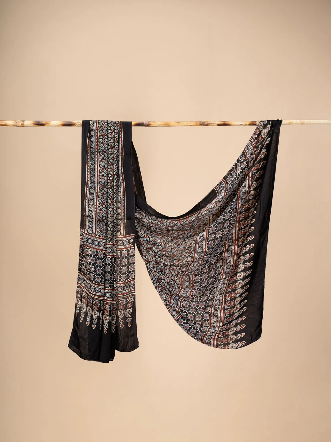 Black Ajrakh Dupatta on Modal Silk