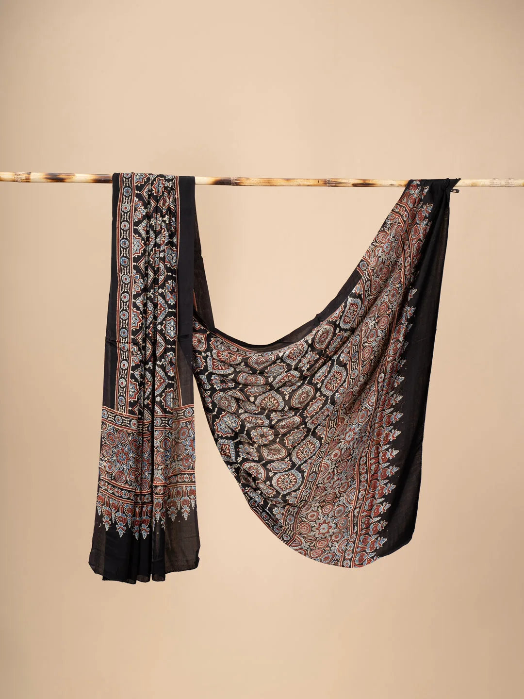 Black Ajrakh Dupatta on Modal Silk