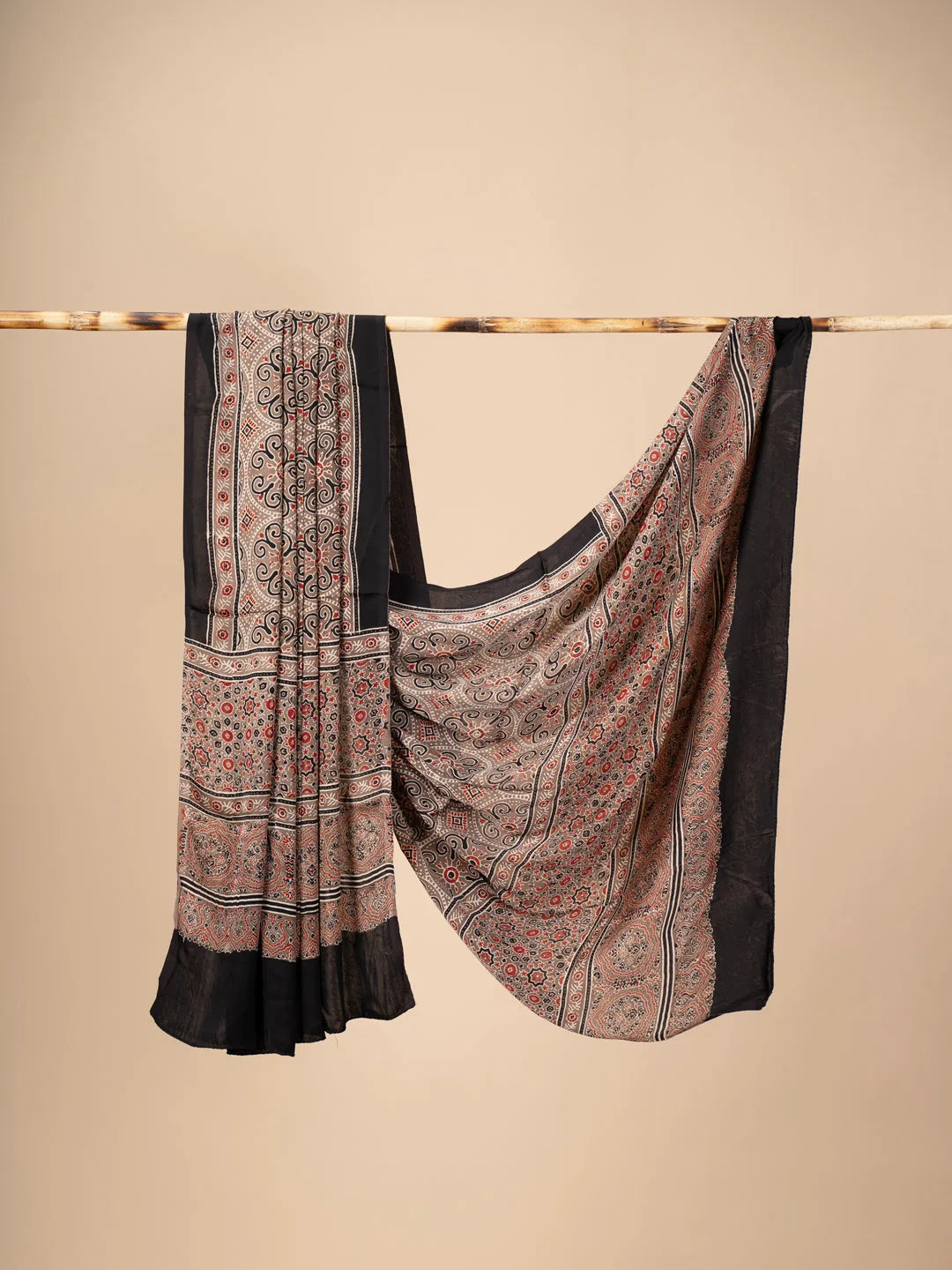 Brown Ajrakh Dupatta on Modal Silk