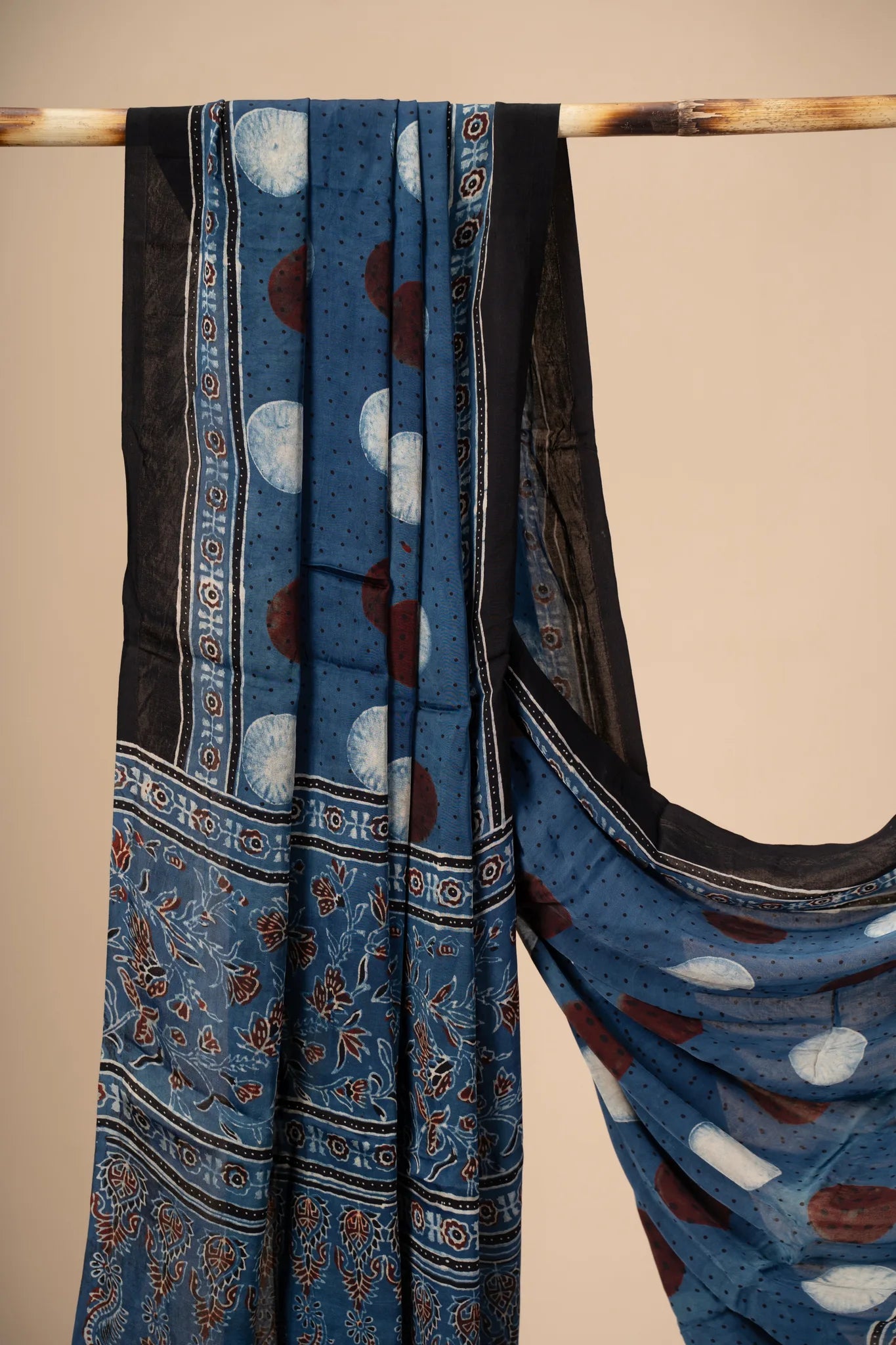 Blue Ajrakh Dupatta on Modal Silk - view 2