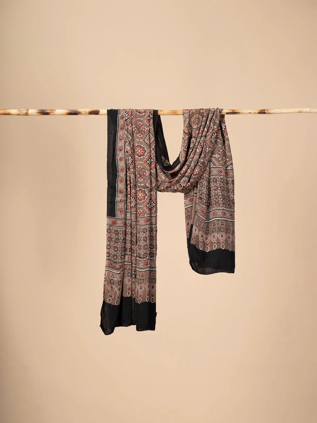 Brown Ajrakh Dupatta on Modal Silk