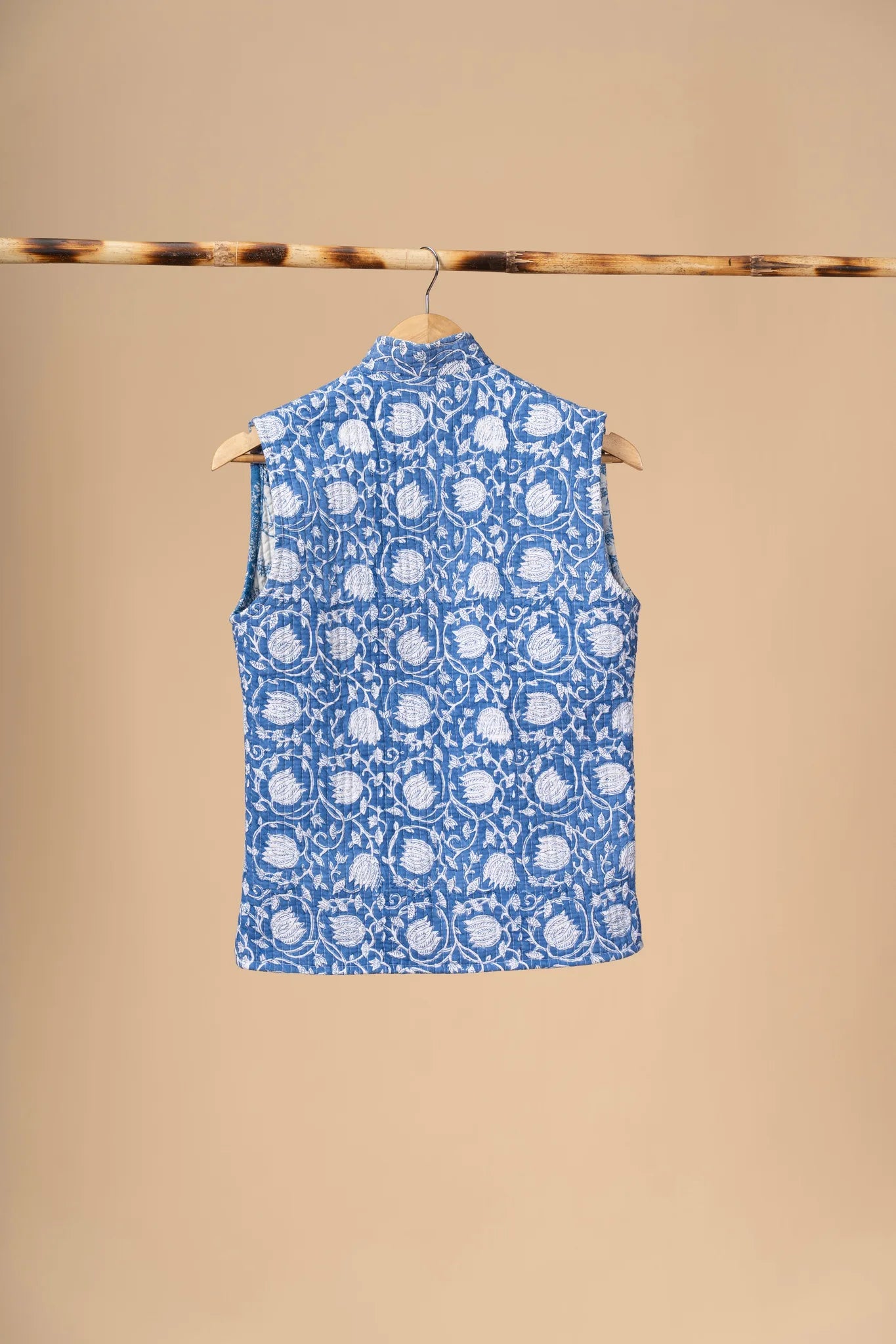 Hand Block Printed Cotton Reversible sleeveless jacket - view 3