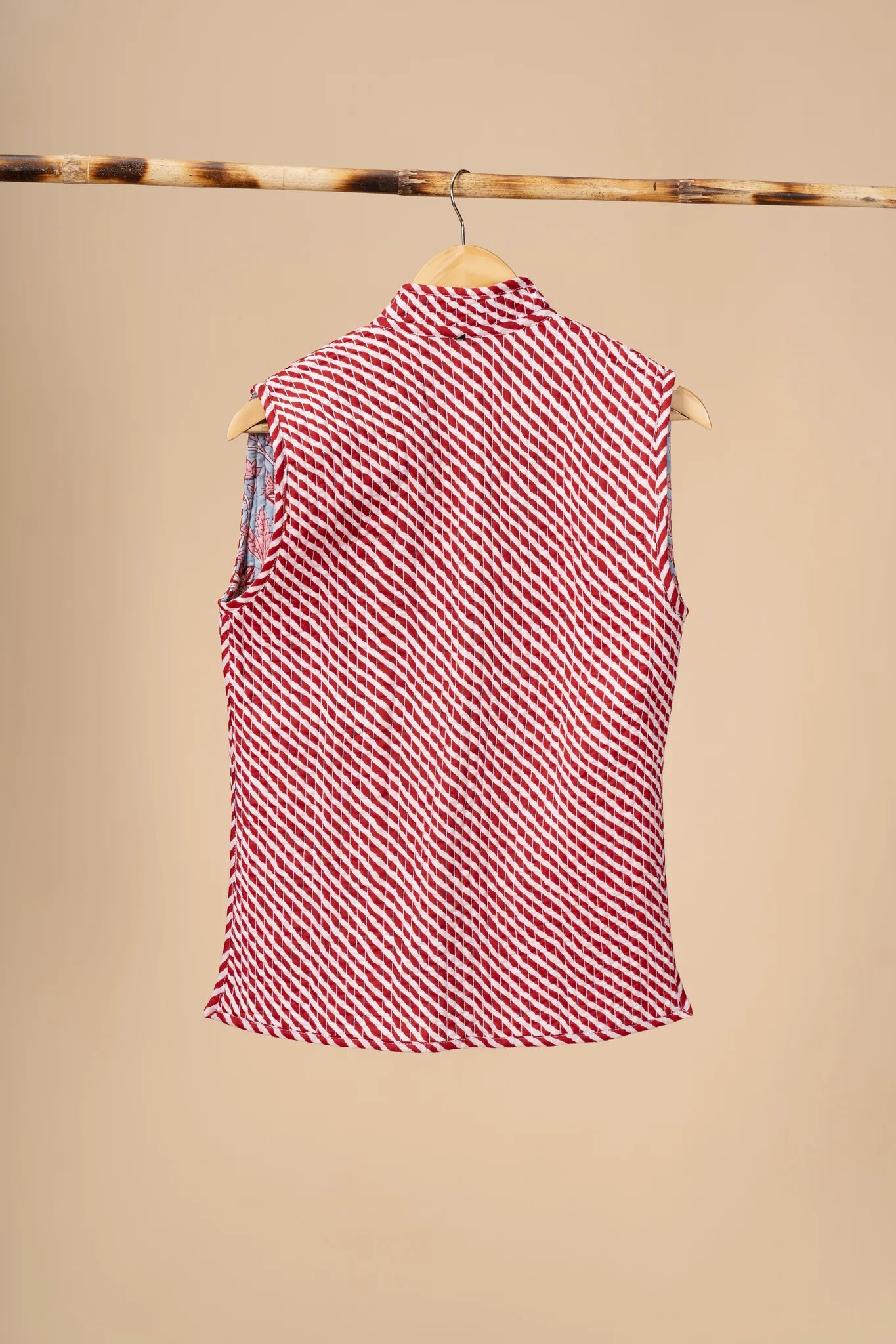 Hand Block Printed Cotton Reversible sleeveless jacket - view 3