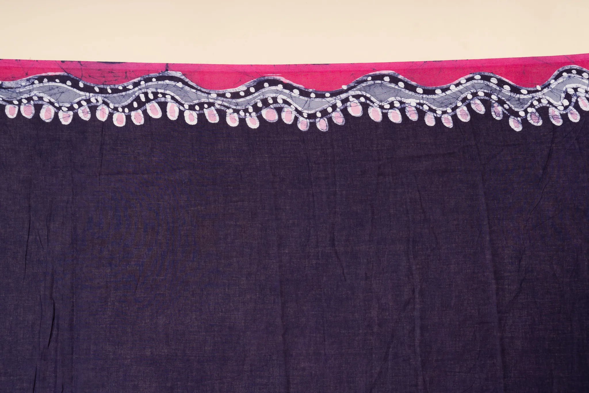 Rose Pink Hand-Painted Batik Mul Cotton Saree - view 5