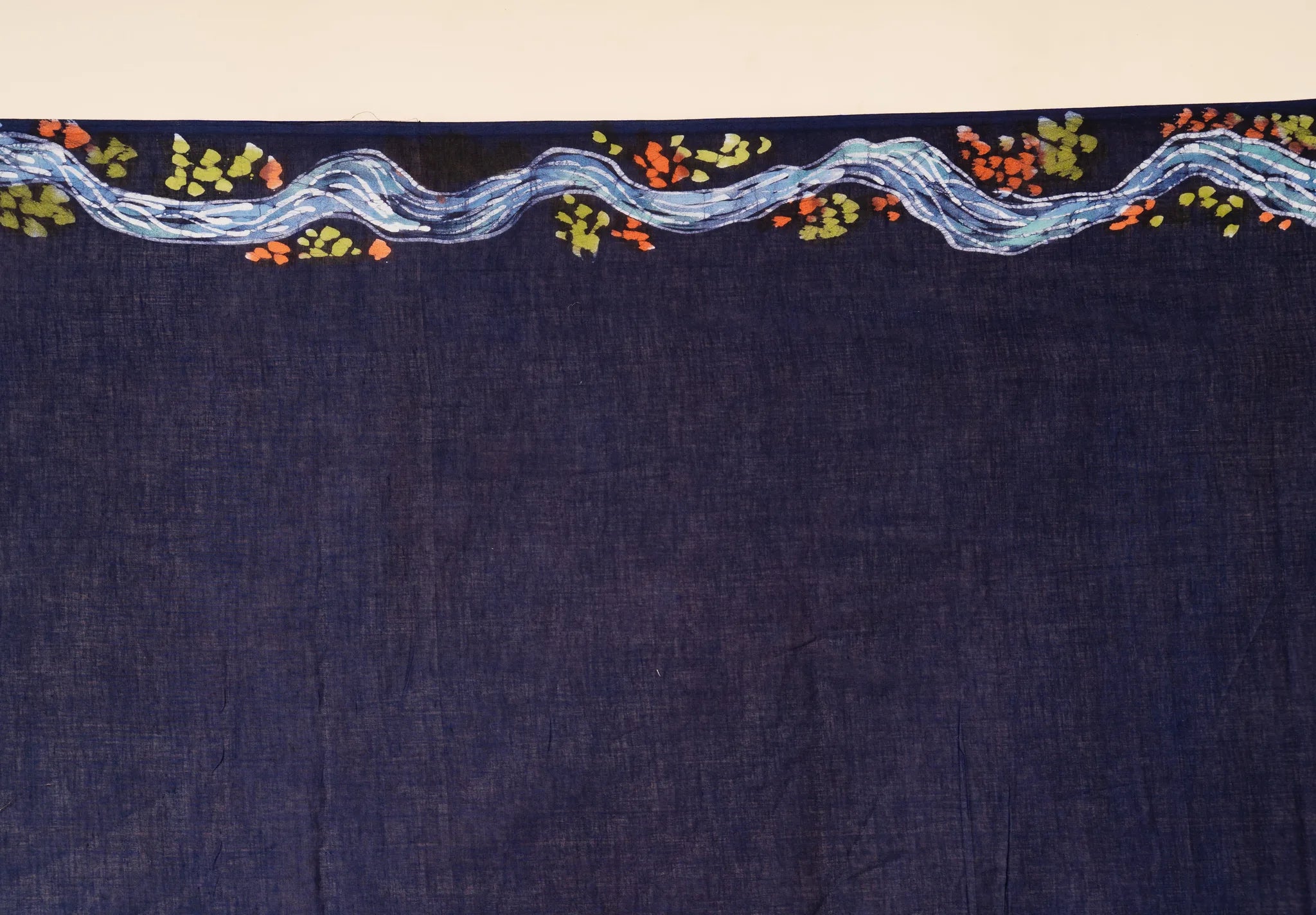 Indigo Blue Hand-Painted Batik Mul Cotton Saree - view 5