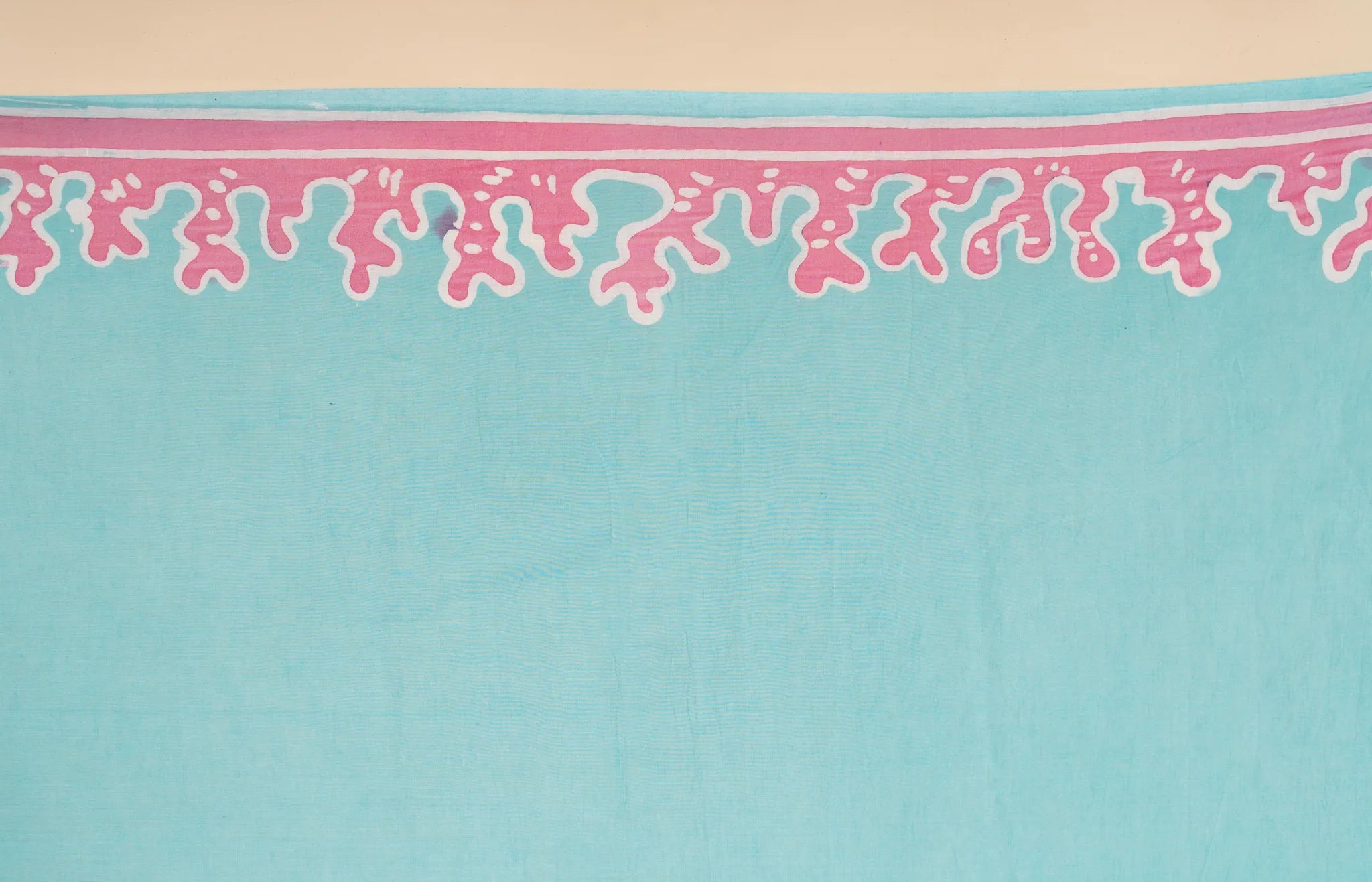 Aqua Blue Hand-Painted Batik Mul Cotton Saree - view 5