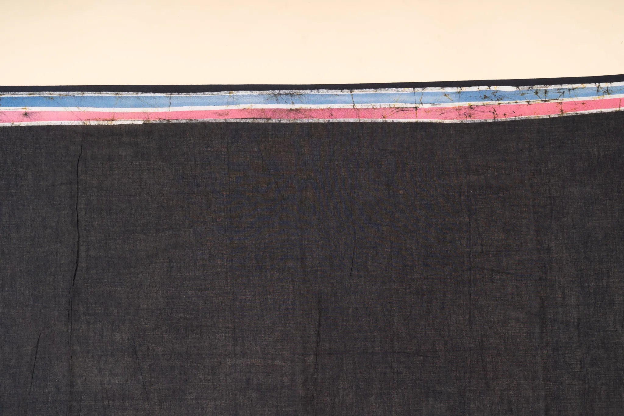 Midnight Black Hand-Painted Batik Mul Cotton Saree - view 5