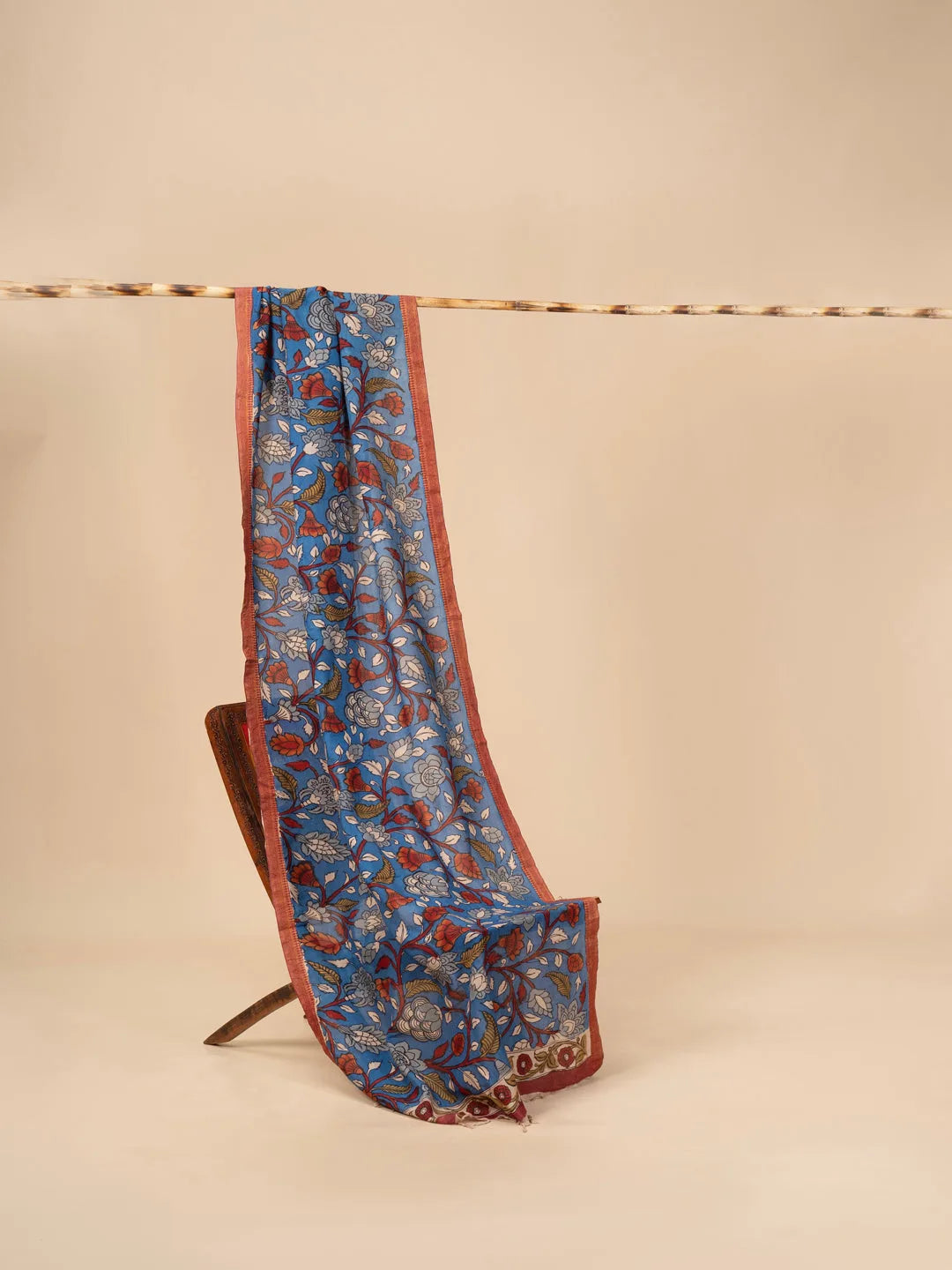 Hand Painted Kalamkari Dupatta on chennur silk - view 2