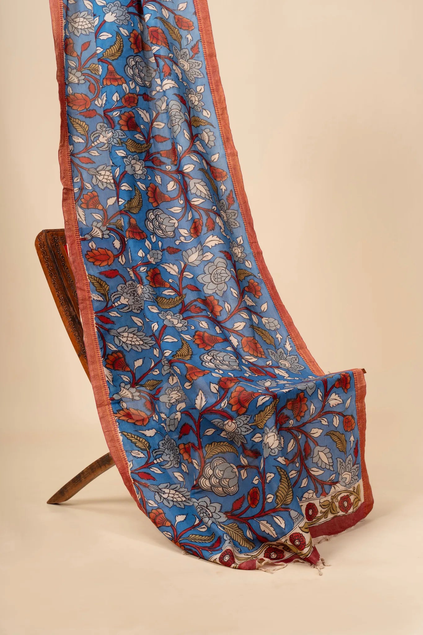 Hand Painted Kalamkari Dupatta on chennur silk