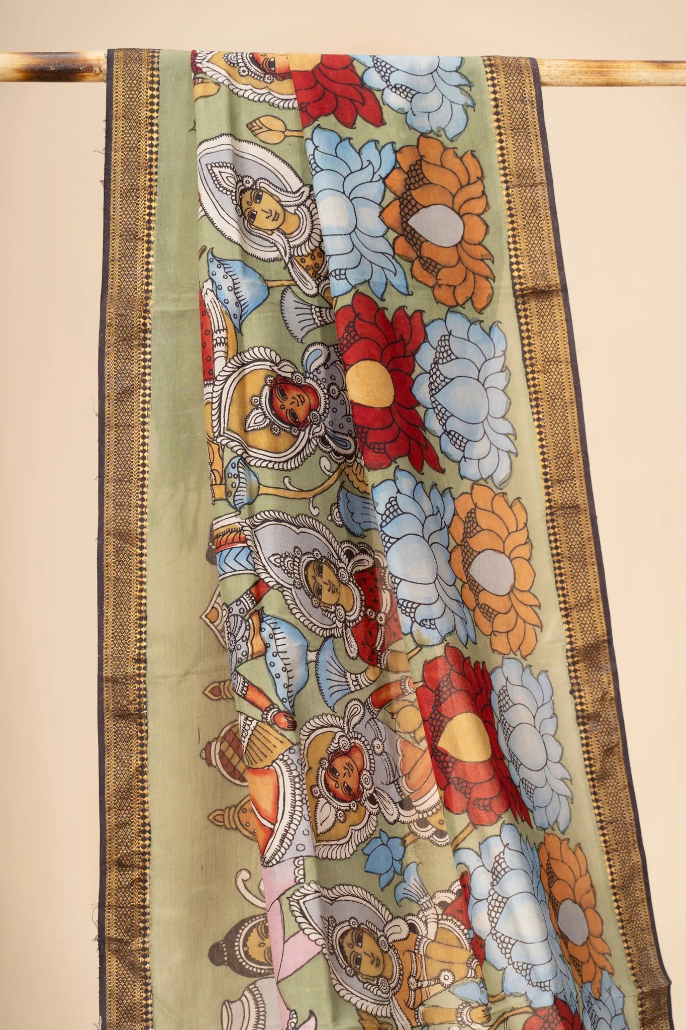 Hand Painted Kalamkari Dupatta on chennur silk - view 3
