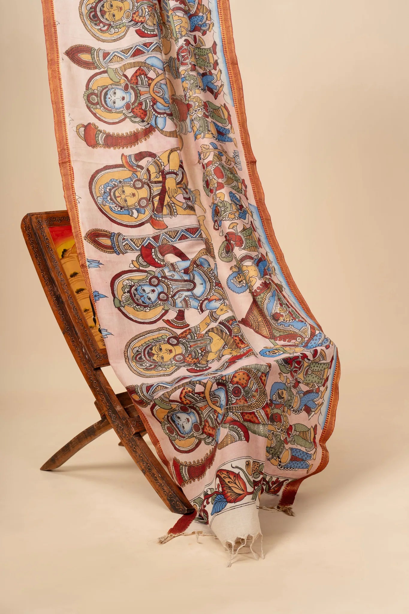 Hand Painted Kalamkari Dupatta on chennur silk - view 2