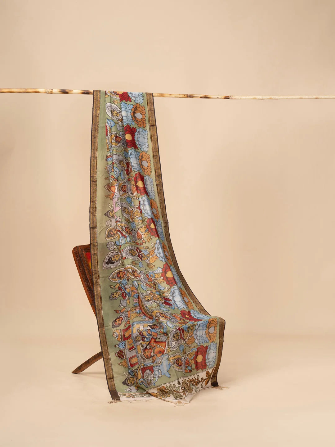 Hand Painted Kalamkari Dupatta on chennur silk