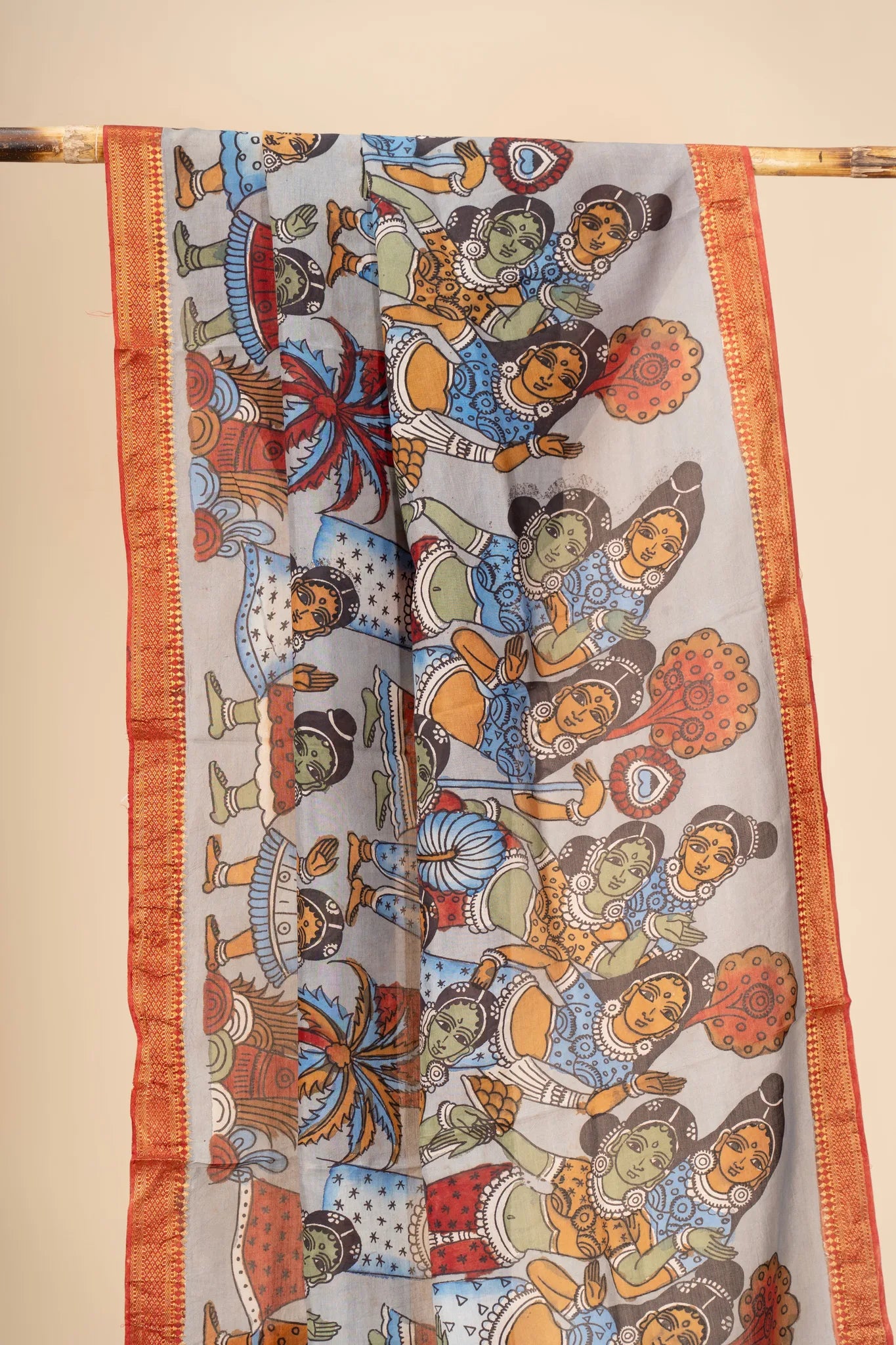 Hand Painted Kalamkari Dupatta on chennur silk - view 3
