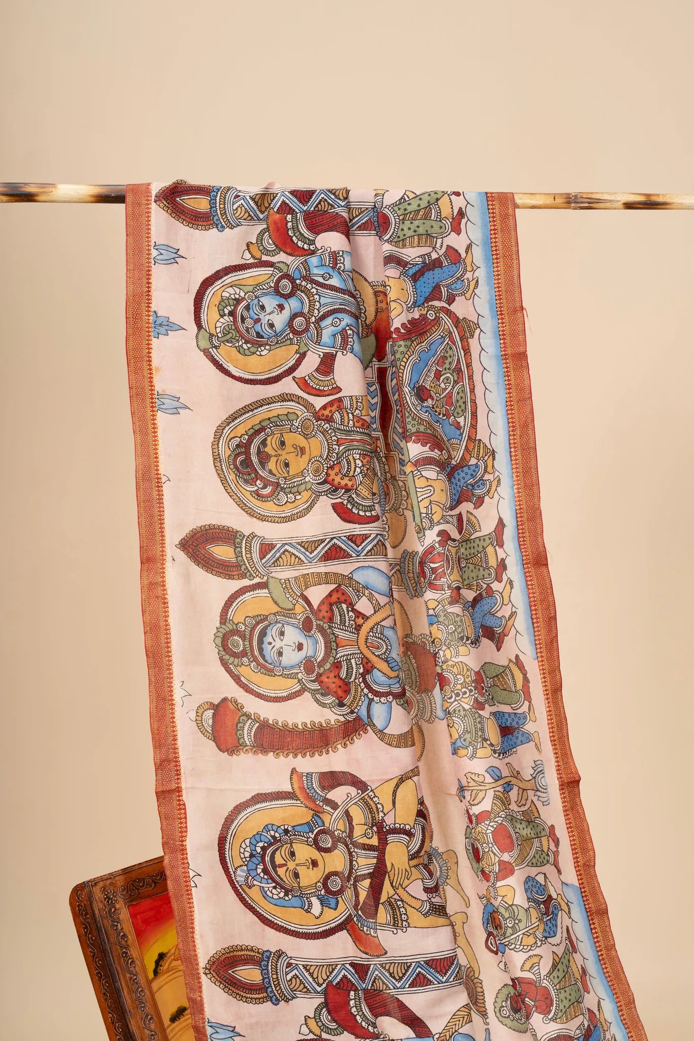 Hand Painted Kalamkari Dupatta on chennur silk - view 3