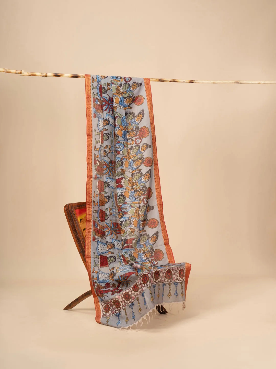 Hand Painted Kalamkari Dupatta on chennur silk