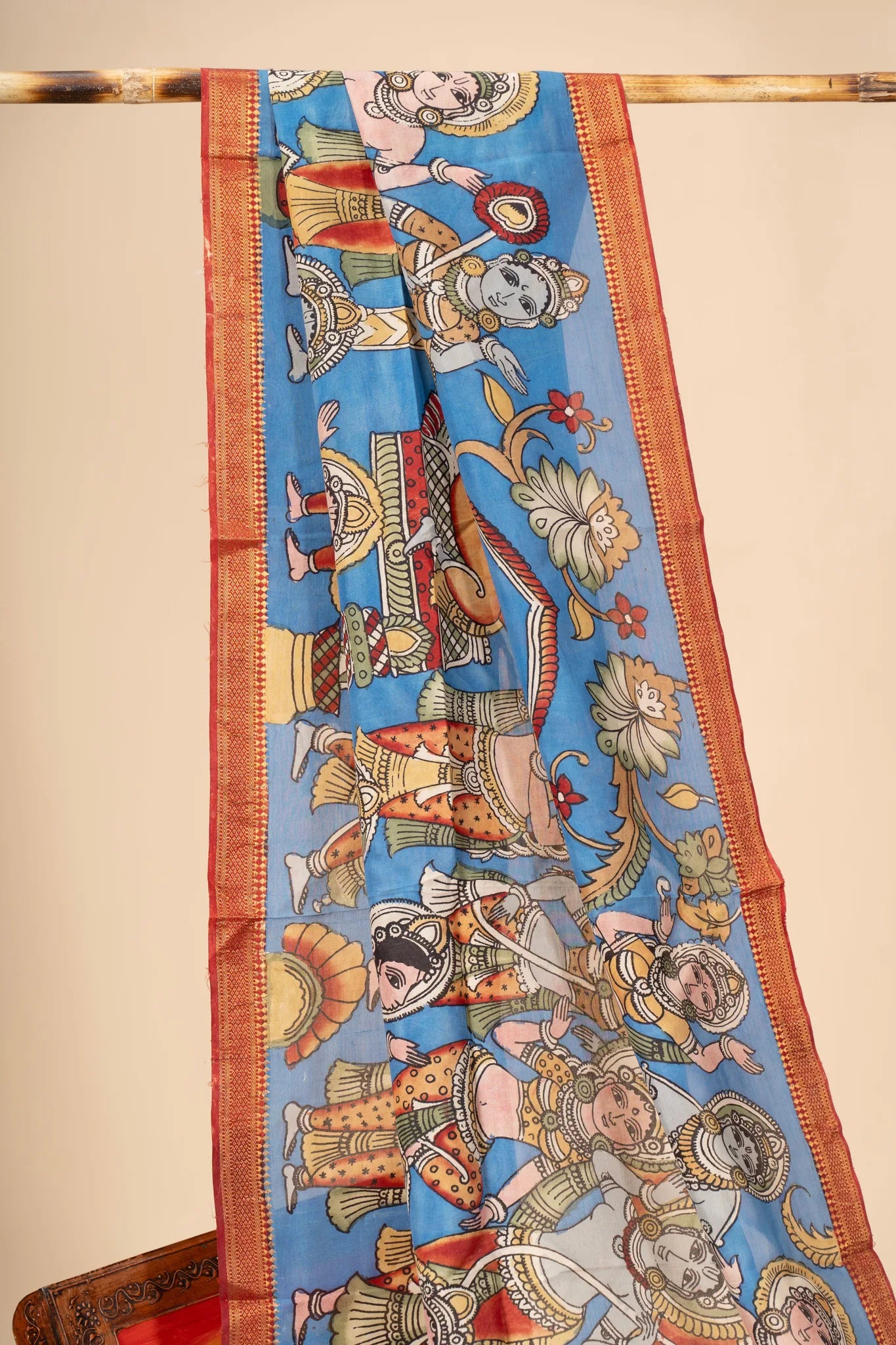 Hand Painted Kalamkari Dupatta on chennur silk - view 3