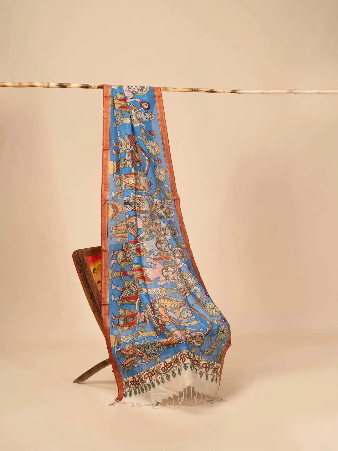 Hand Painted Kalamkari Dupatta on chennur silk