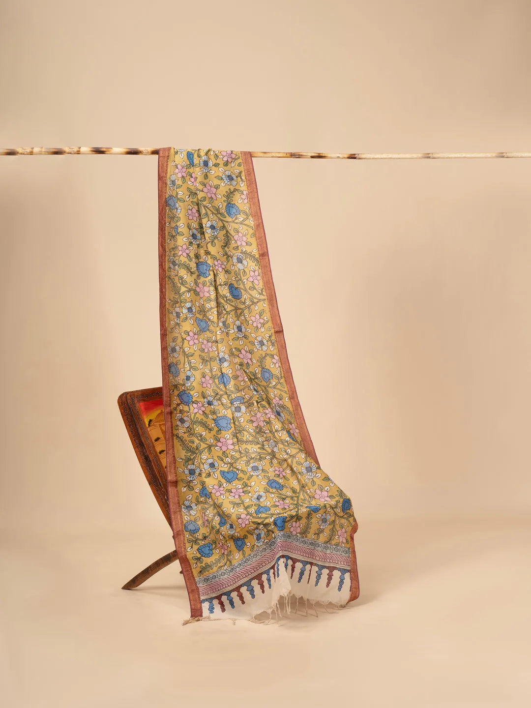 Hand Painted Kalamkari Dupatta on chennur silk