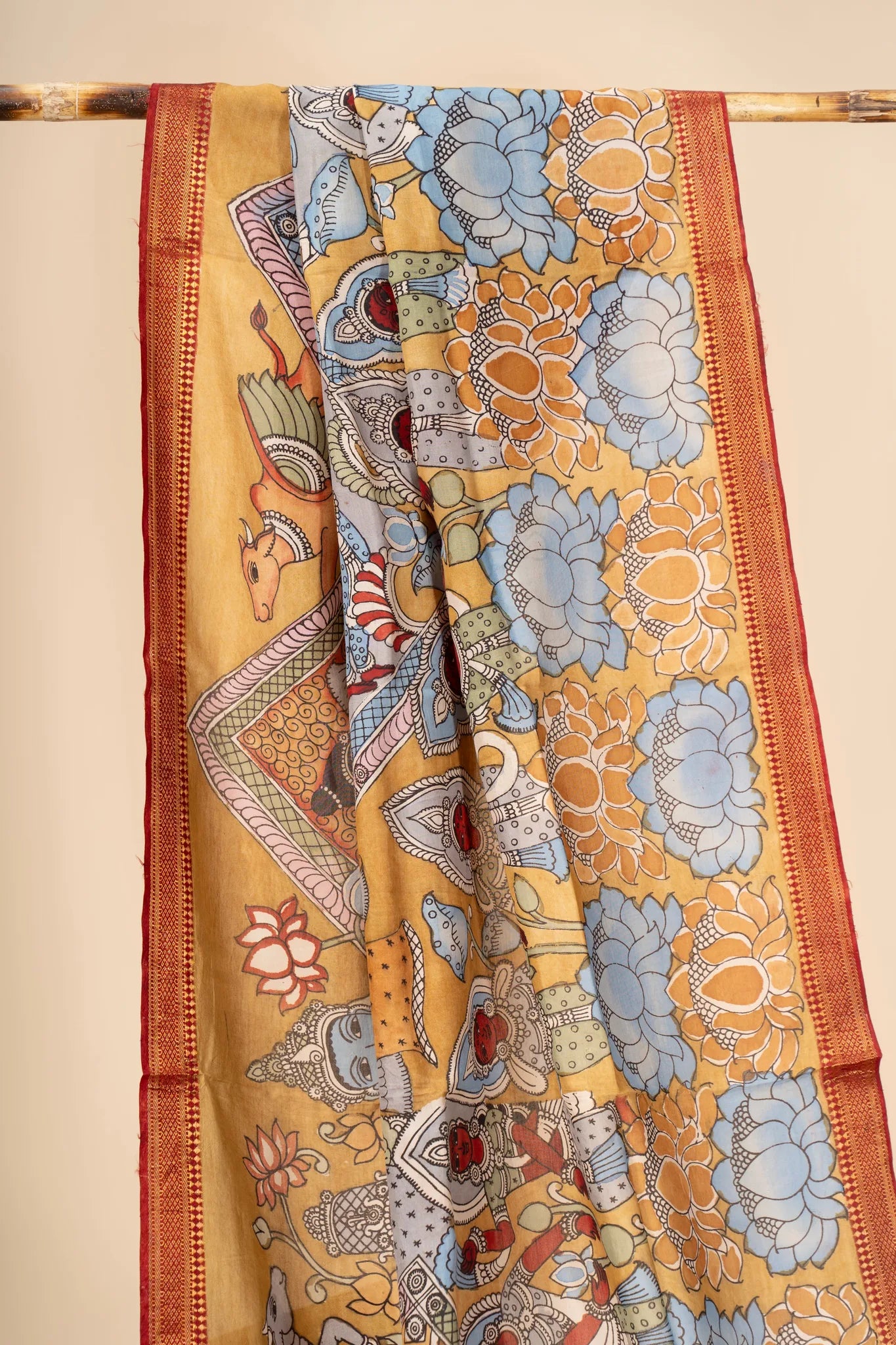 Hand Painted Kalamkari Dupatta on chennur silk - view 3