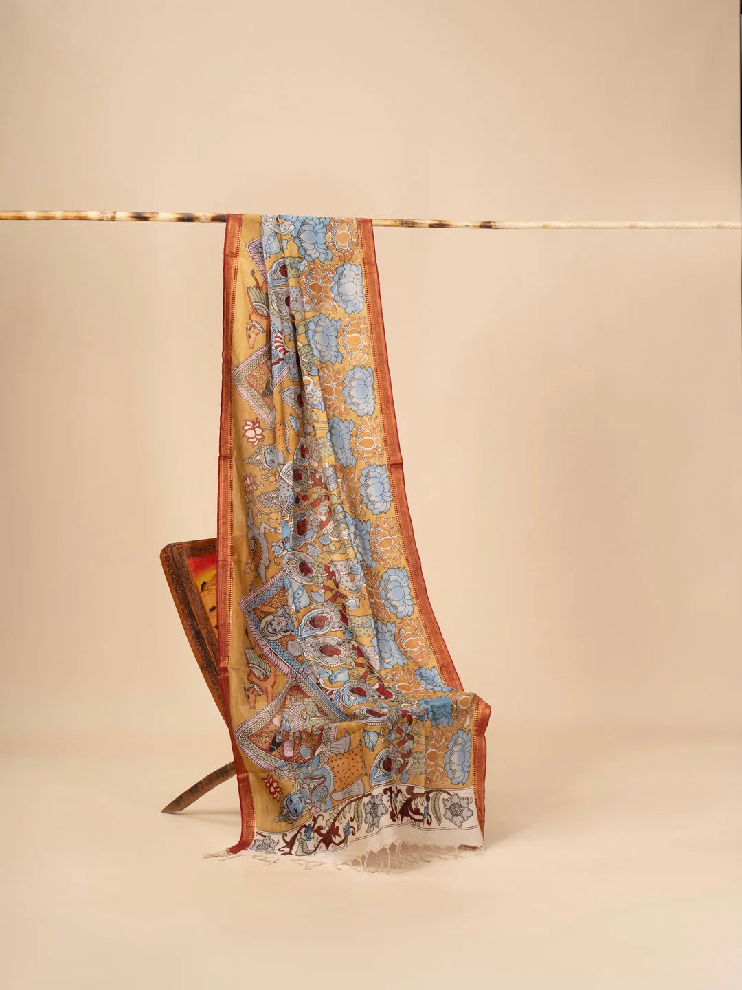 Hand Painted Kalamkari Dupatta on chennur silk